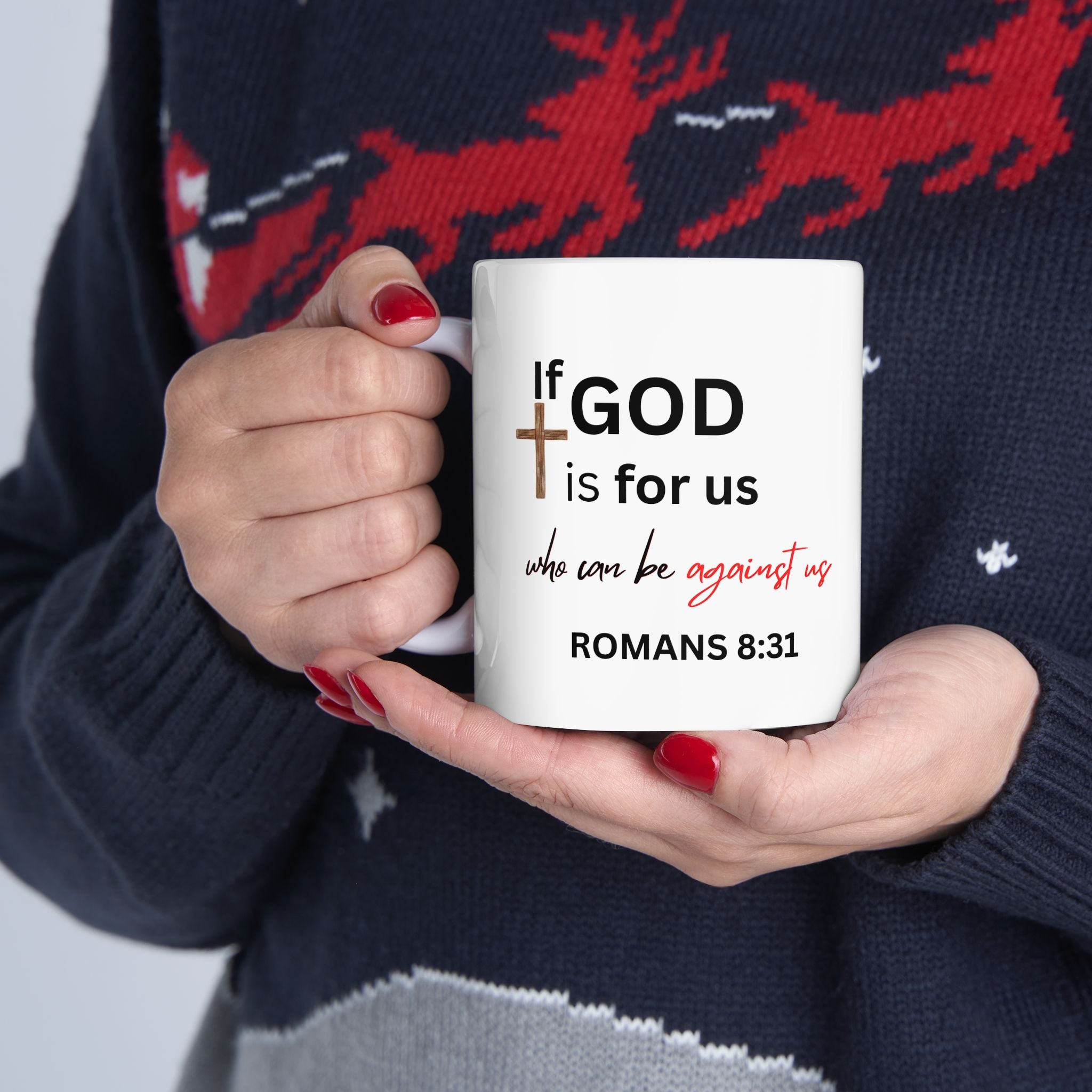 If God Is for Us Scripture Mug – Romans 8:31 Christian Coffee Cup