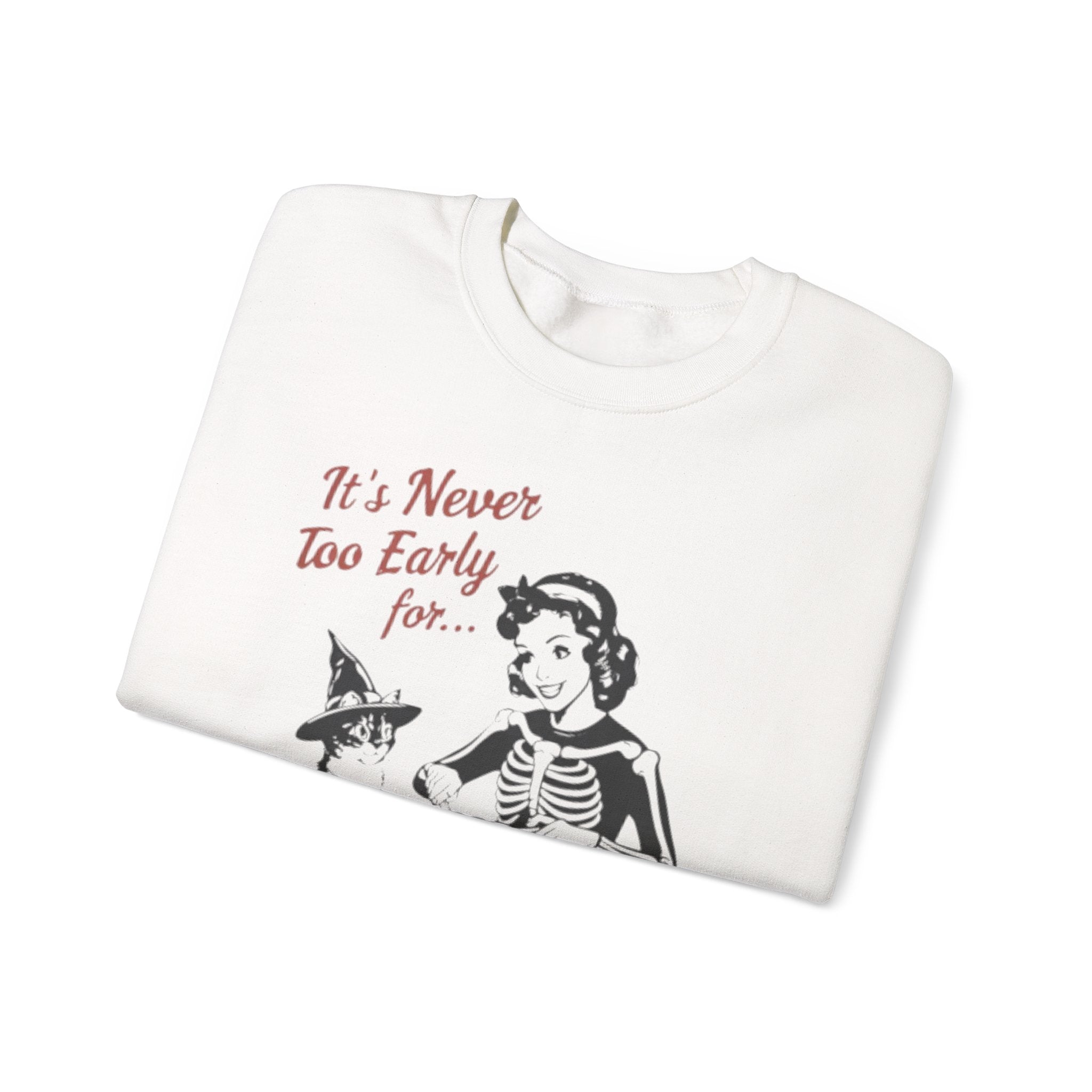 It’s Never Too Early for Halloween Retro Skeleton Cat Sweatshirt