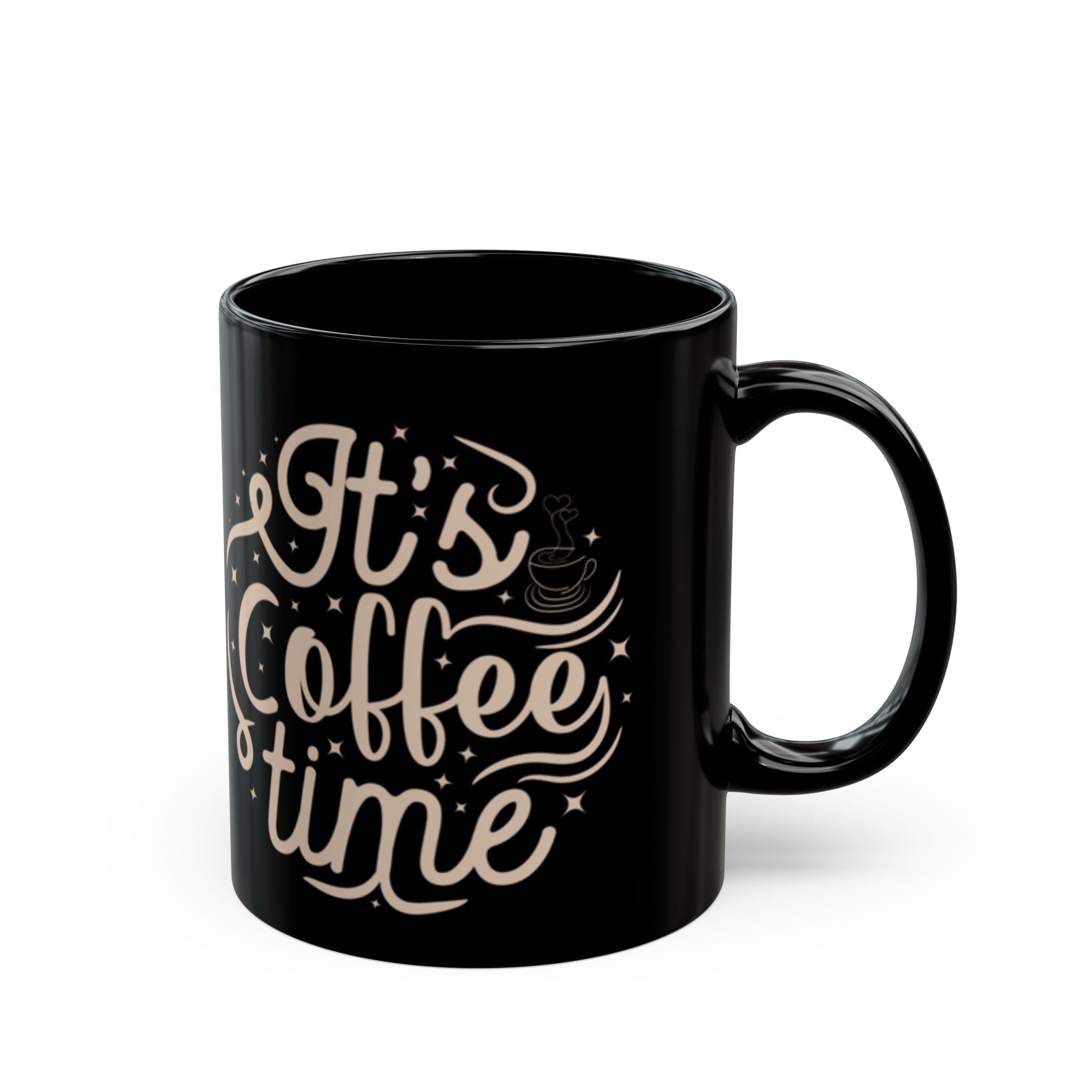 It’s Coffee Time Mug – Black Ceramic, 11oz / 15oz