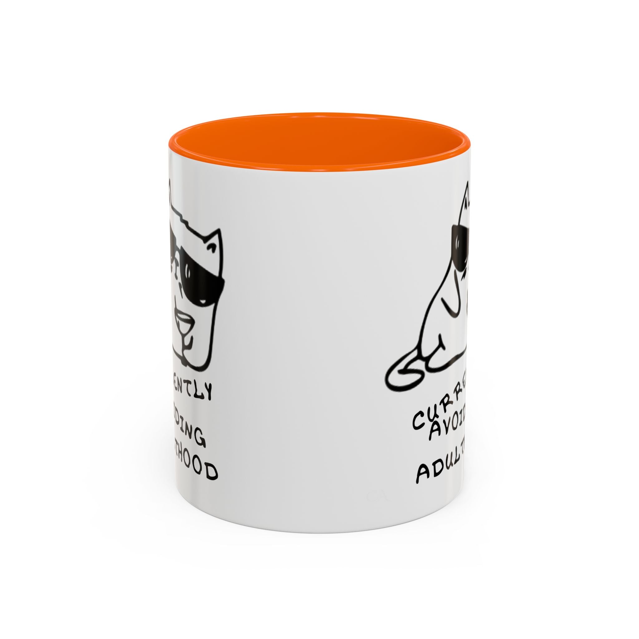 Currently Avoiding Adulthood Cat Mug – Funny Sketch Cartoon Coffee Cup