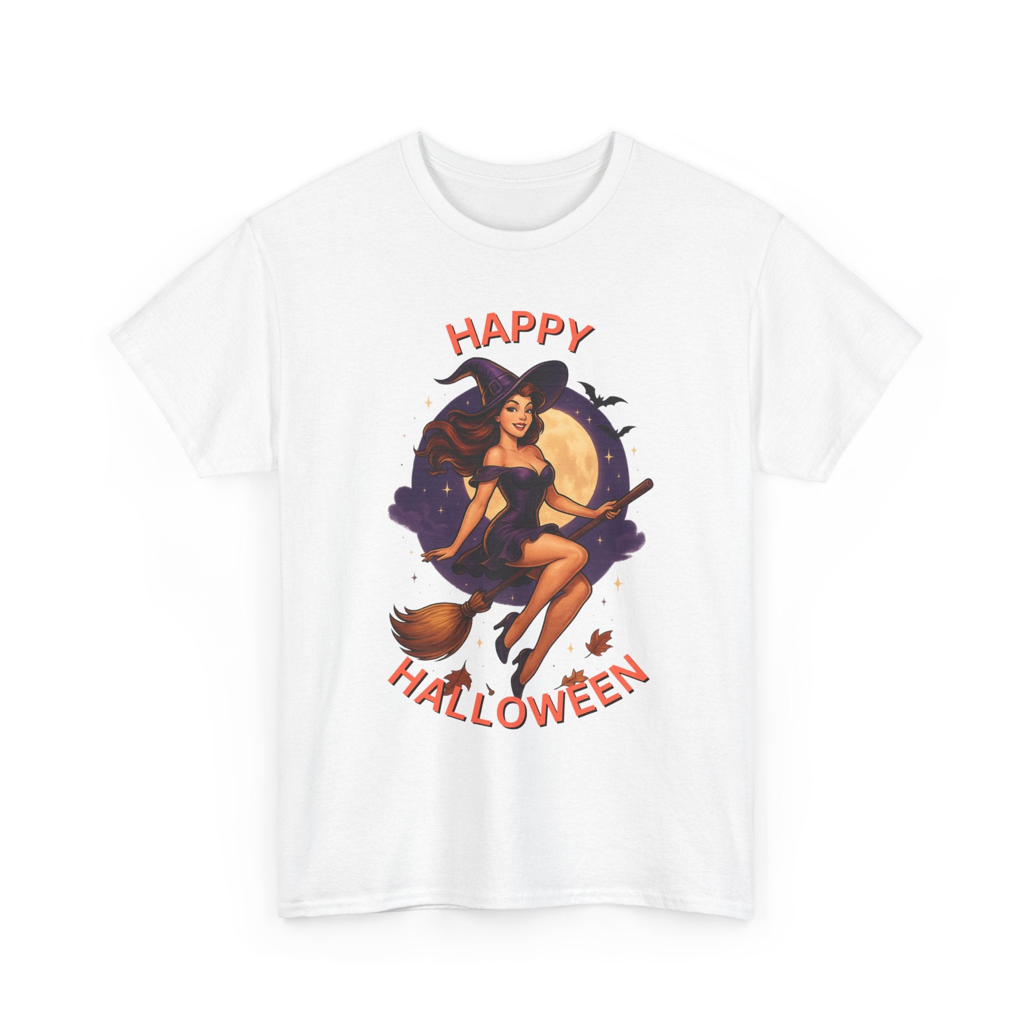 Happy Halloween Witch Tee | Unisex Heavy Cotton Graphic T-Shirt