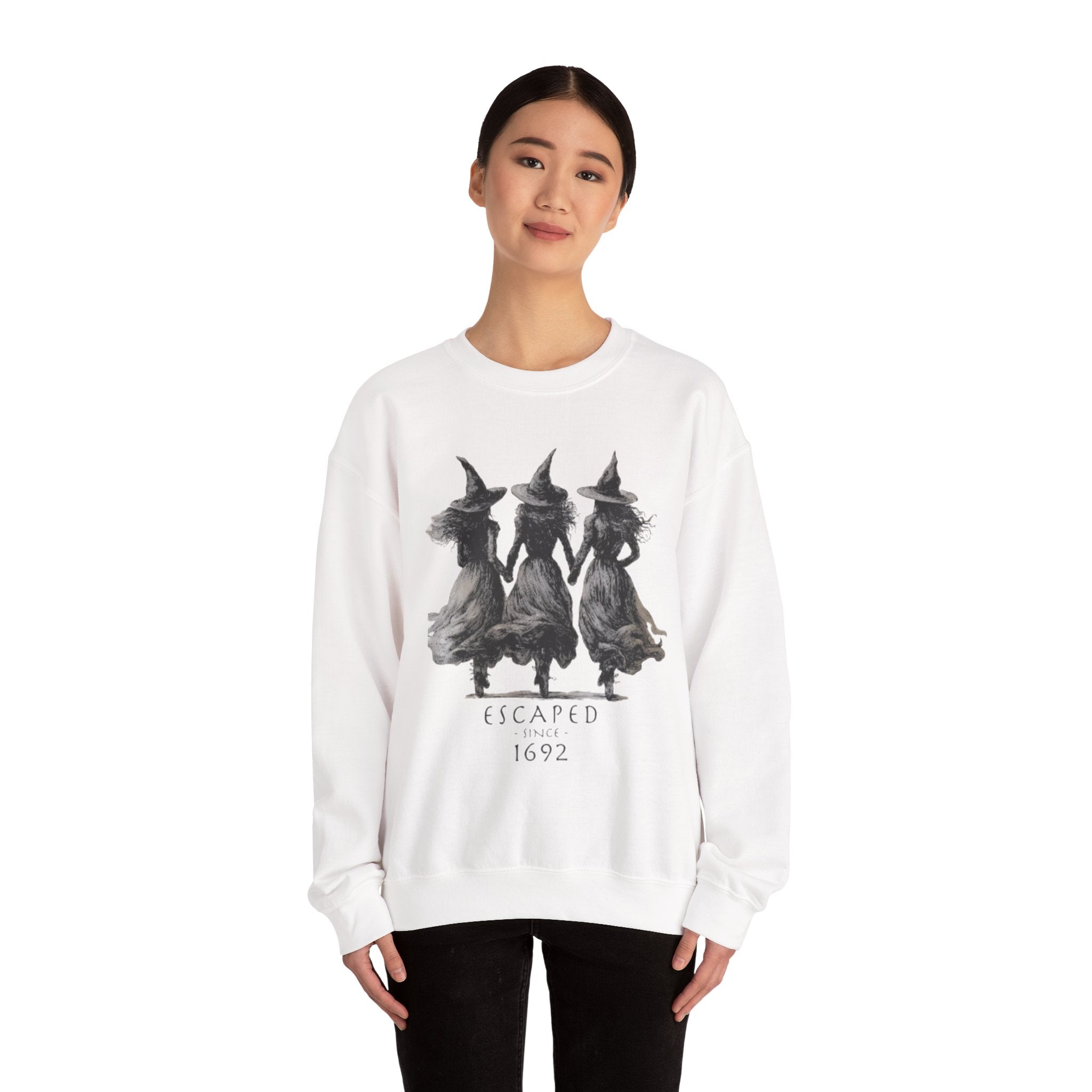 Witch Sisters “Escaped Since 1692” Halloween Sweatshirt