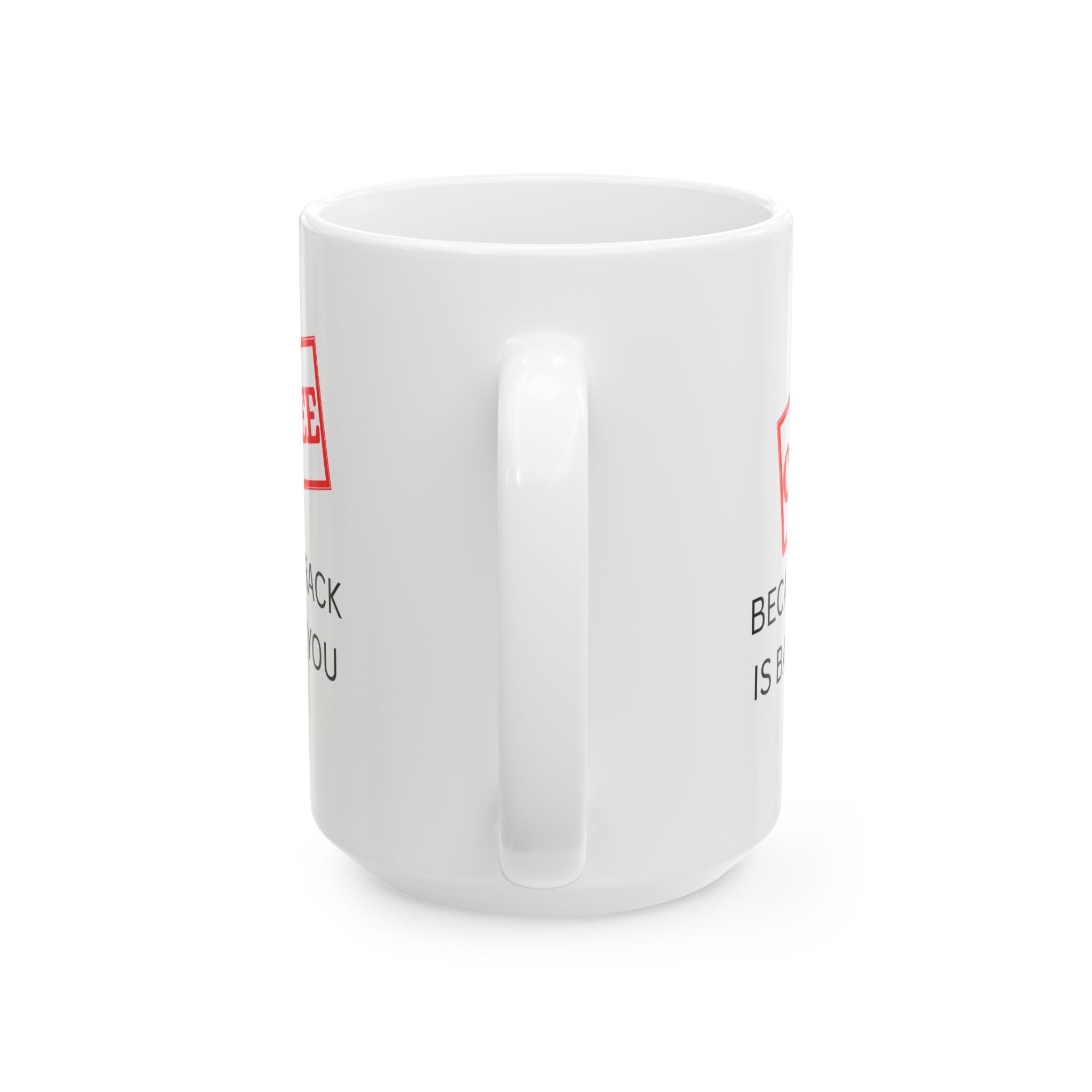 Funny Coffee Mug – “Because Crack is Bad for You” Cup, Bold Red Label Design