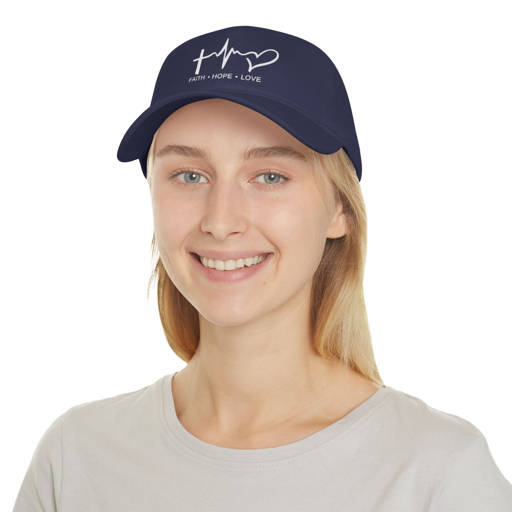 Faith Hope Love Low Profile Baseball Cap, Inspirational Hat, Gift for Him/Her, Everyday Wear, Cap for Spiritual Beliefs