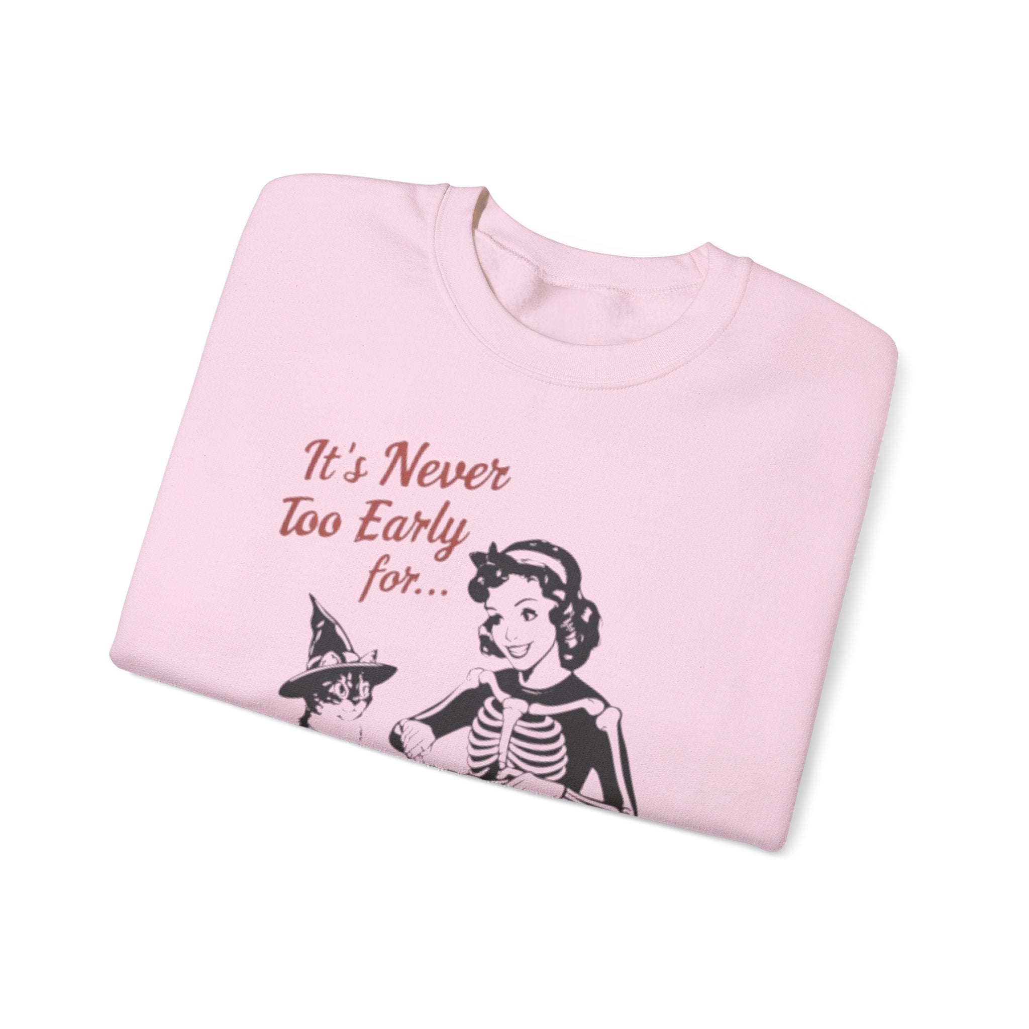 It’s Never Too Early for Halloween Retro Skeleton Cat Sweatshirt