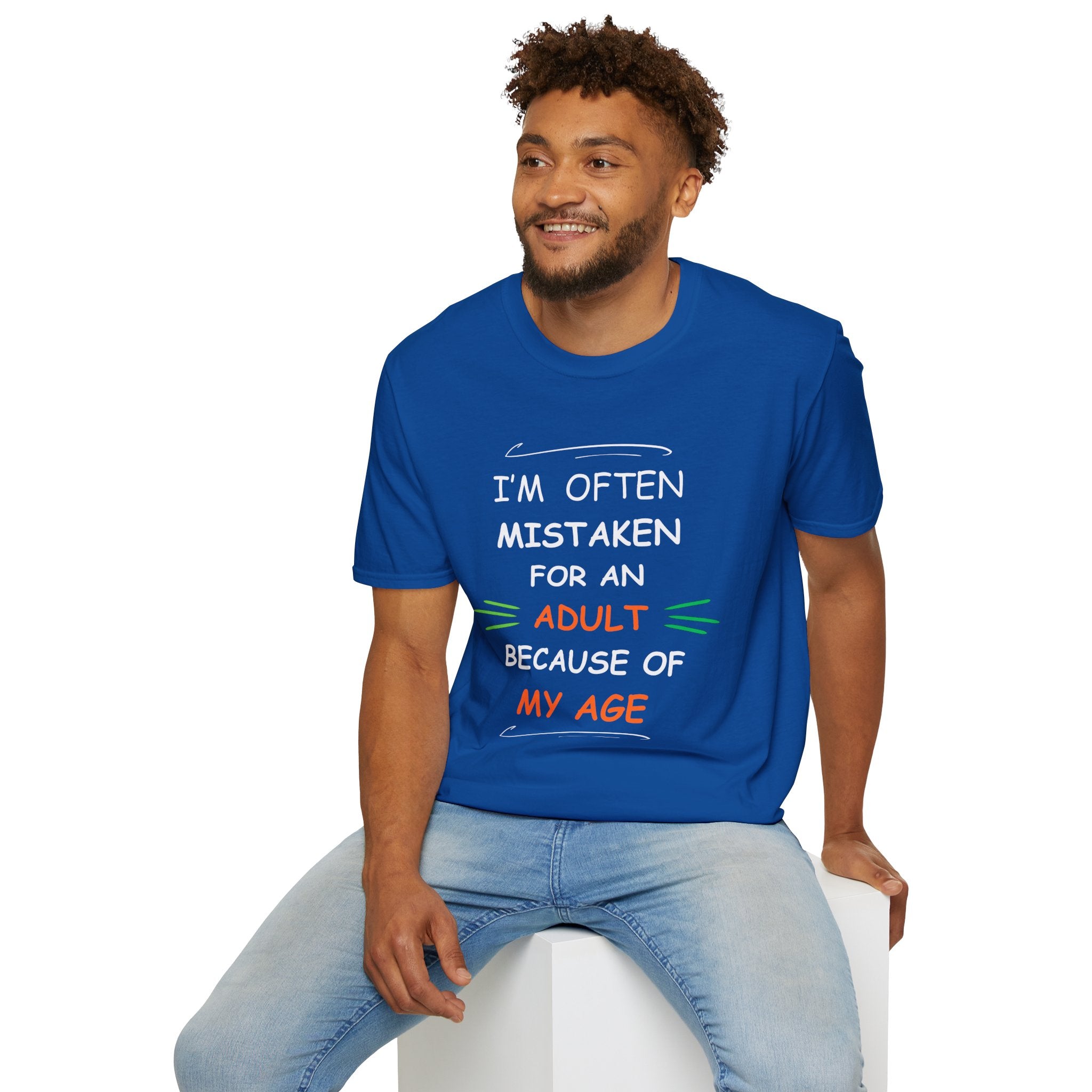 Mistaken for an Adult T-Shirt | Funny Sarcastic Age Joke Tee