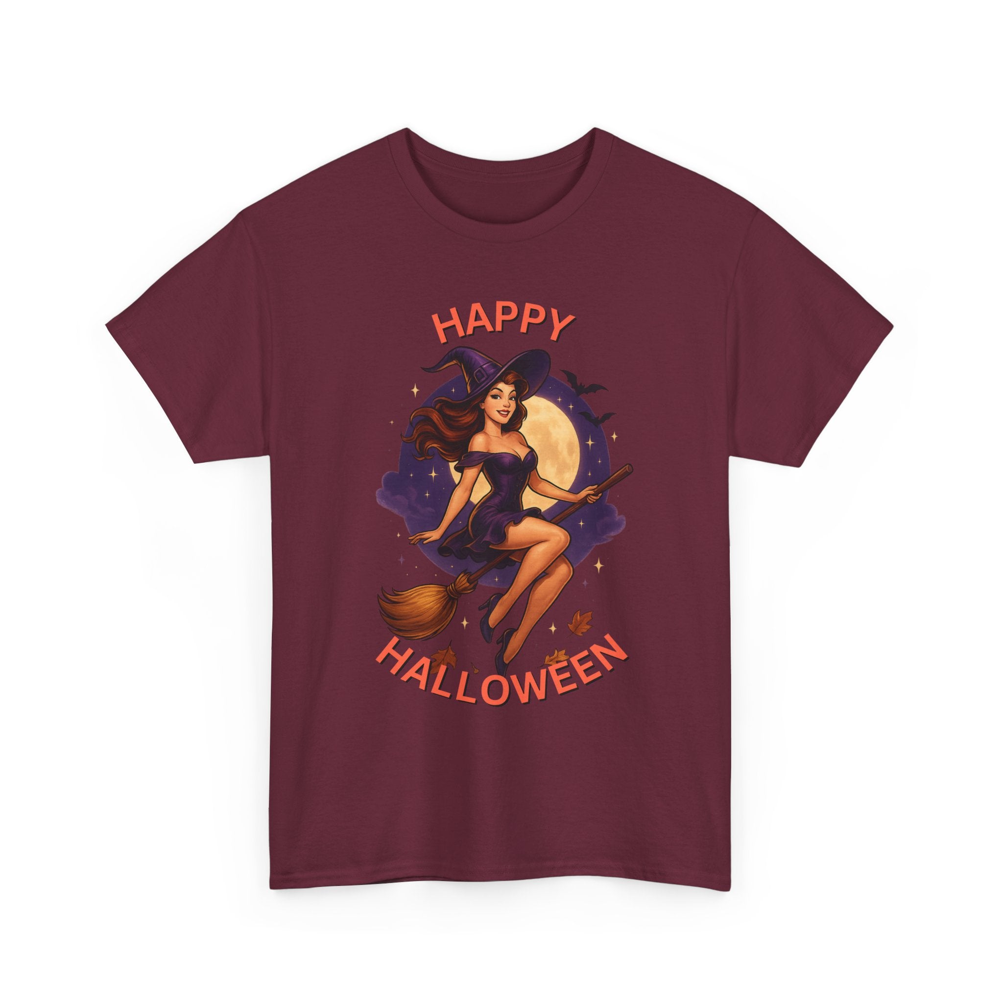 Happy Halloween Witch Tee | Unisex Heavy Cotton Graphic T-Shirt