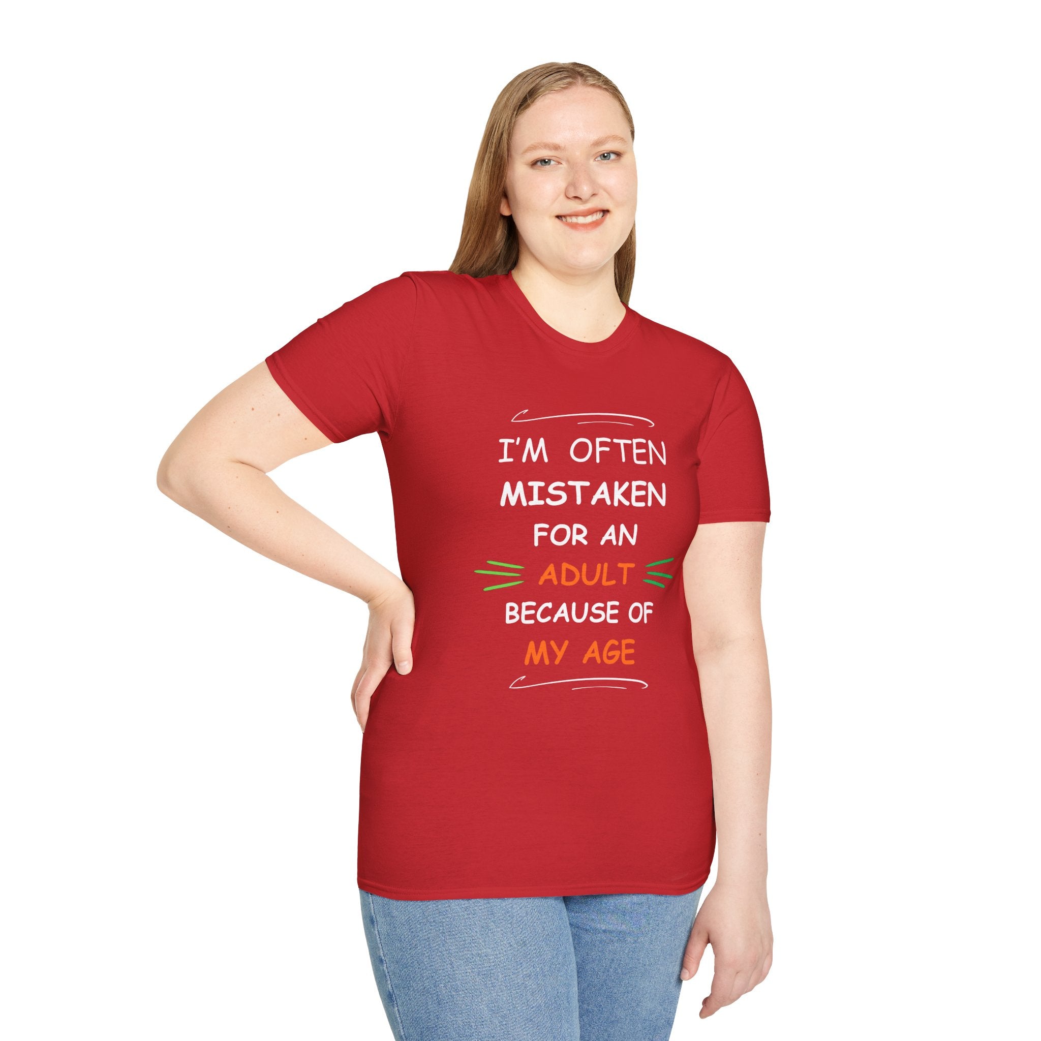 Mistaken for an Adult T-Shirt | Funny Sarcastic Age Joke Tee