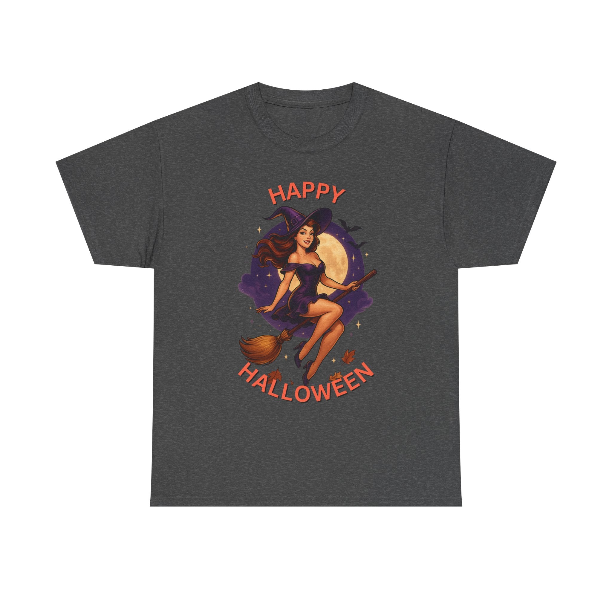 Happy Halloween Witch Tee | Unisex Heavy Cotton Graphic T-Shirt