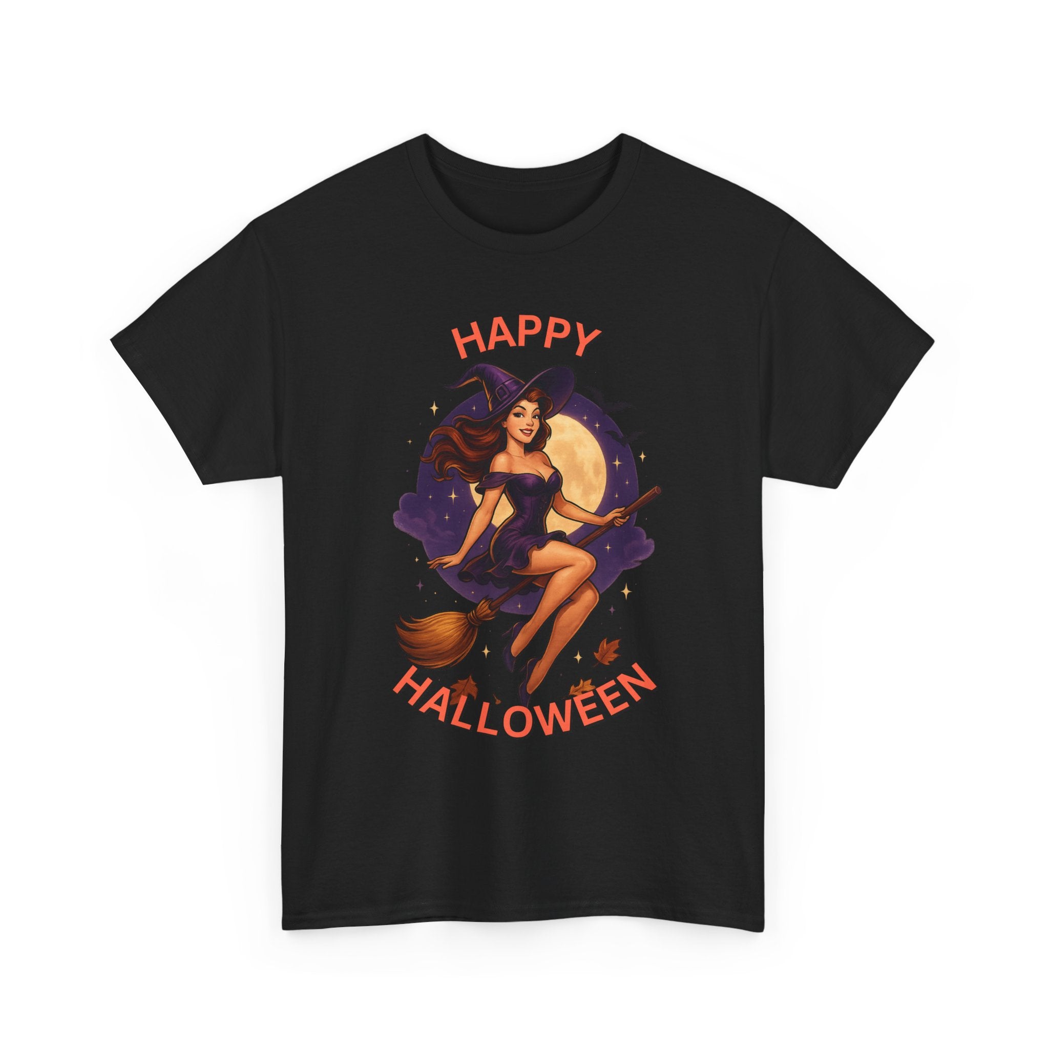 Happy Halloween Witch Tee | Unisex Heavy Cotton Graphic T-Shirt