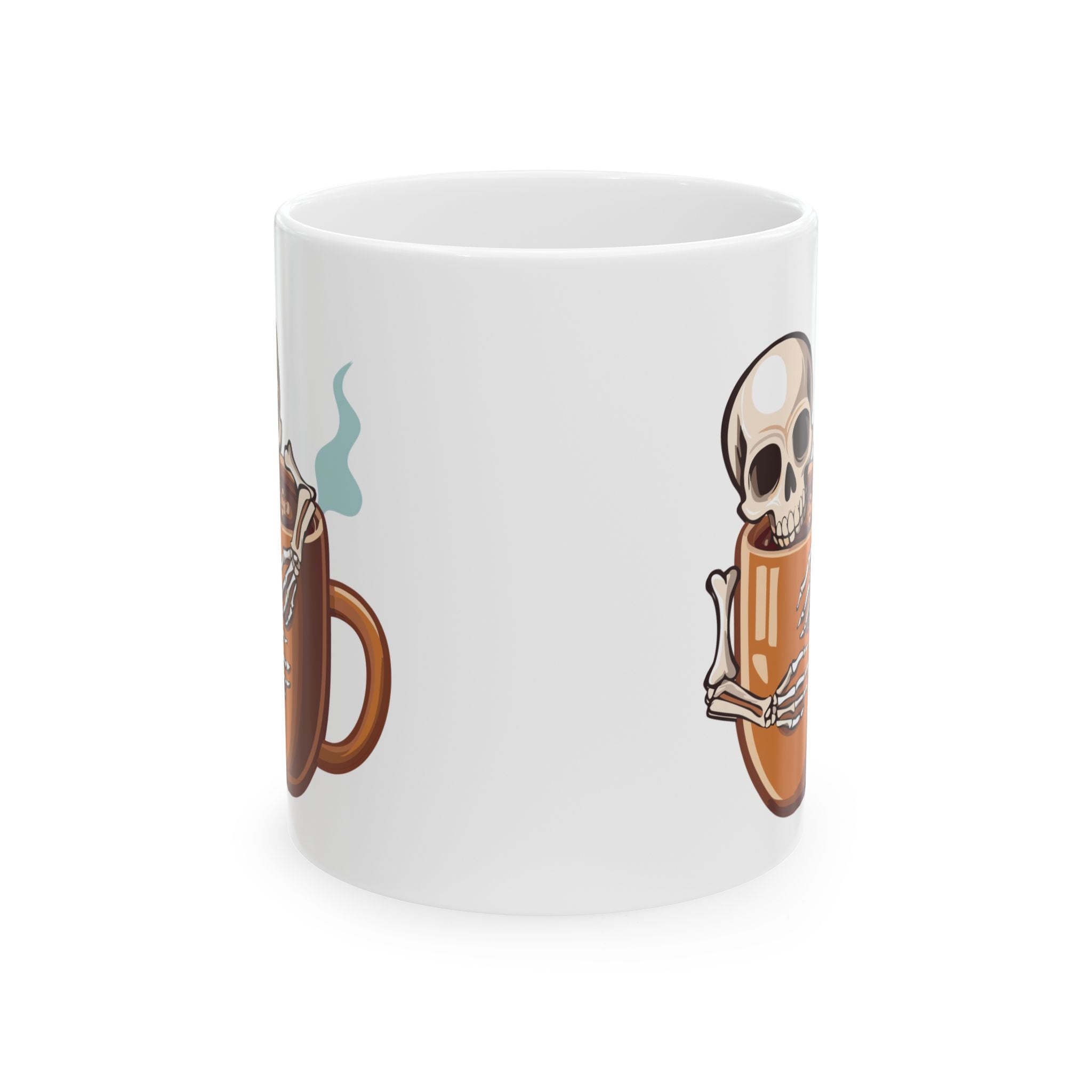 Skeleton Hugging Coffee Mug | 11oz & 15oz White Ceramic