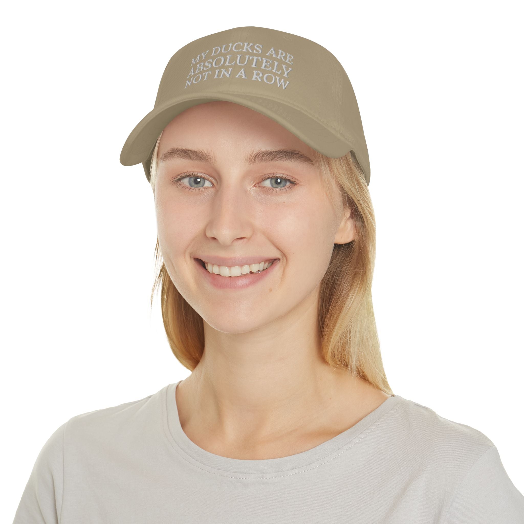 Humorous Low Profile Baseball Cap – "My Ducks Are Absolutely Not in a Row"