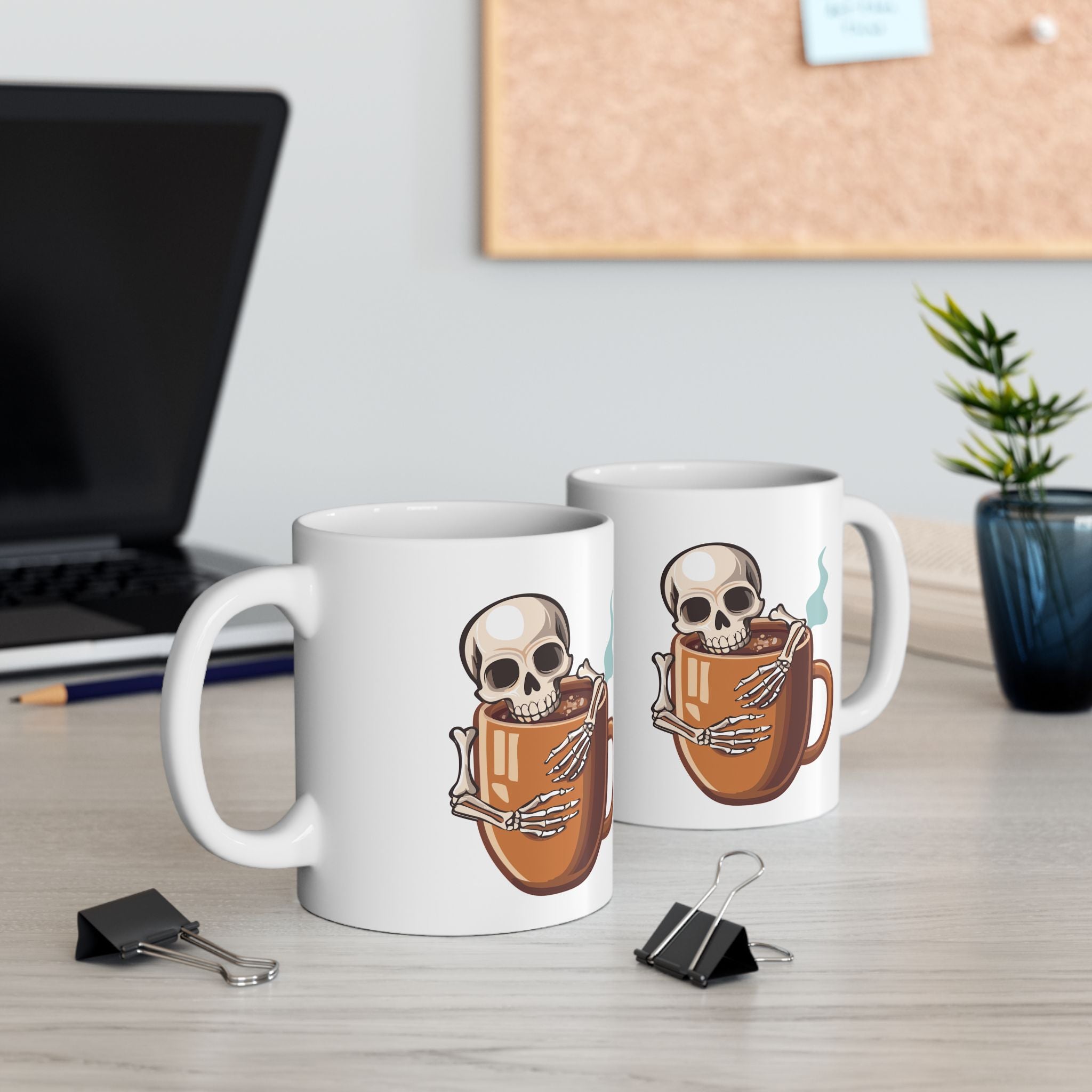 Skeleton Hugging Coffee Mug | 11oz & 15oz White Ceramic