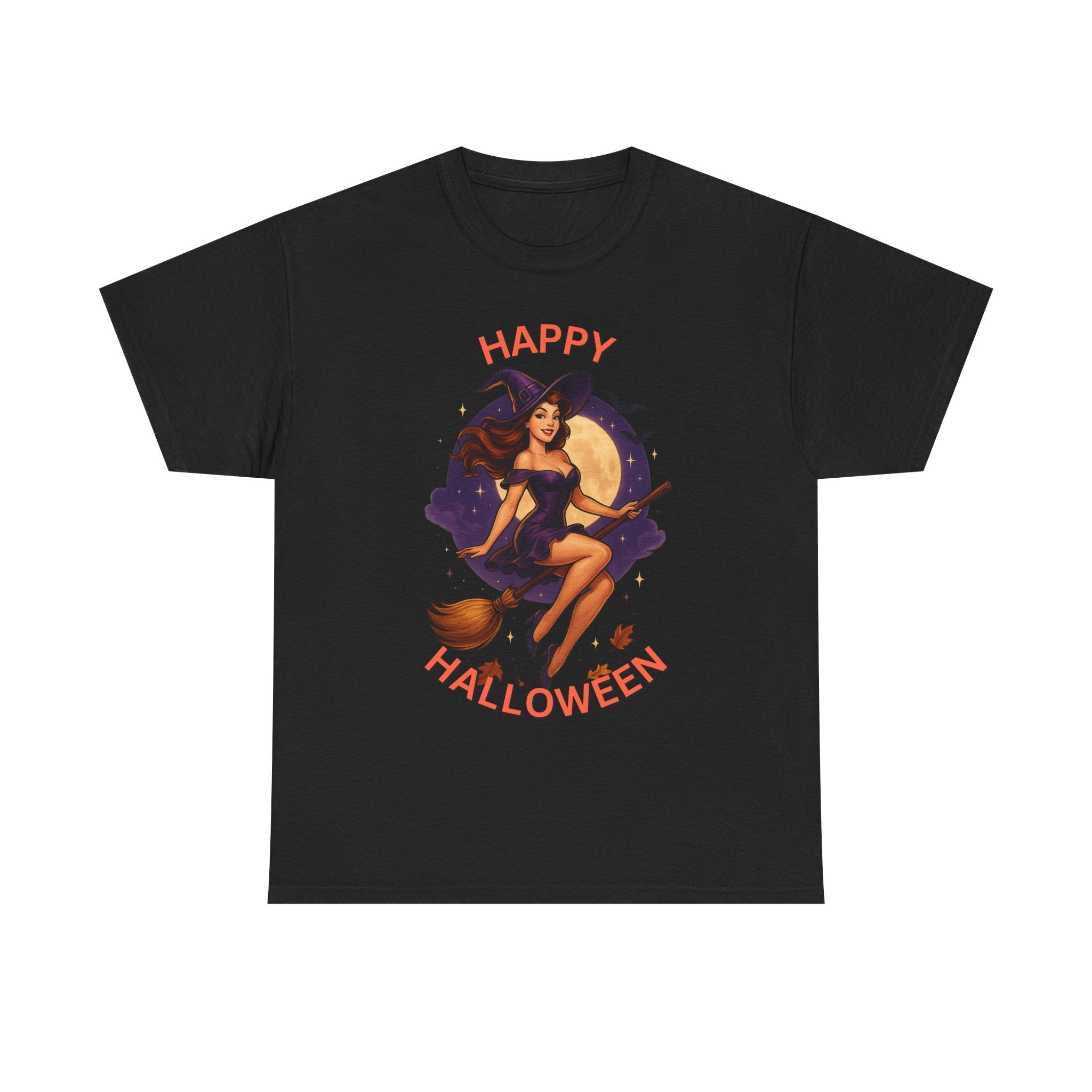 Happy Halloween Witch Tee | Unisex Heavy Cotton Graphic T-Shirt