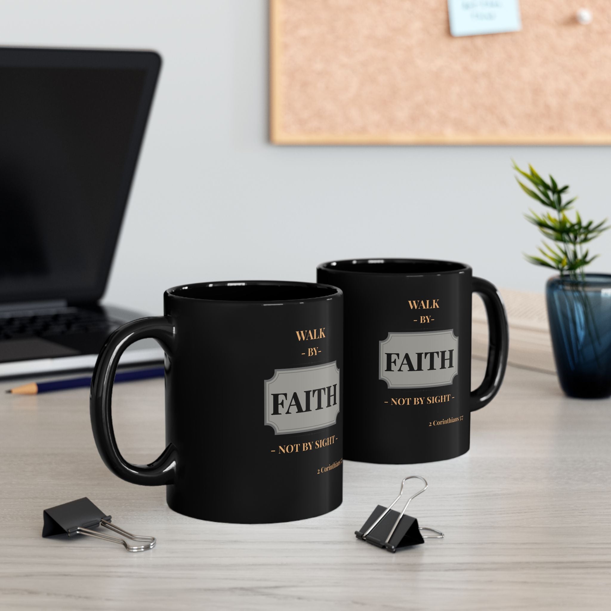 Black Faith Mug - Inspirational Coffee Cup for Believers