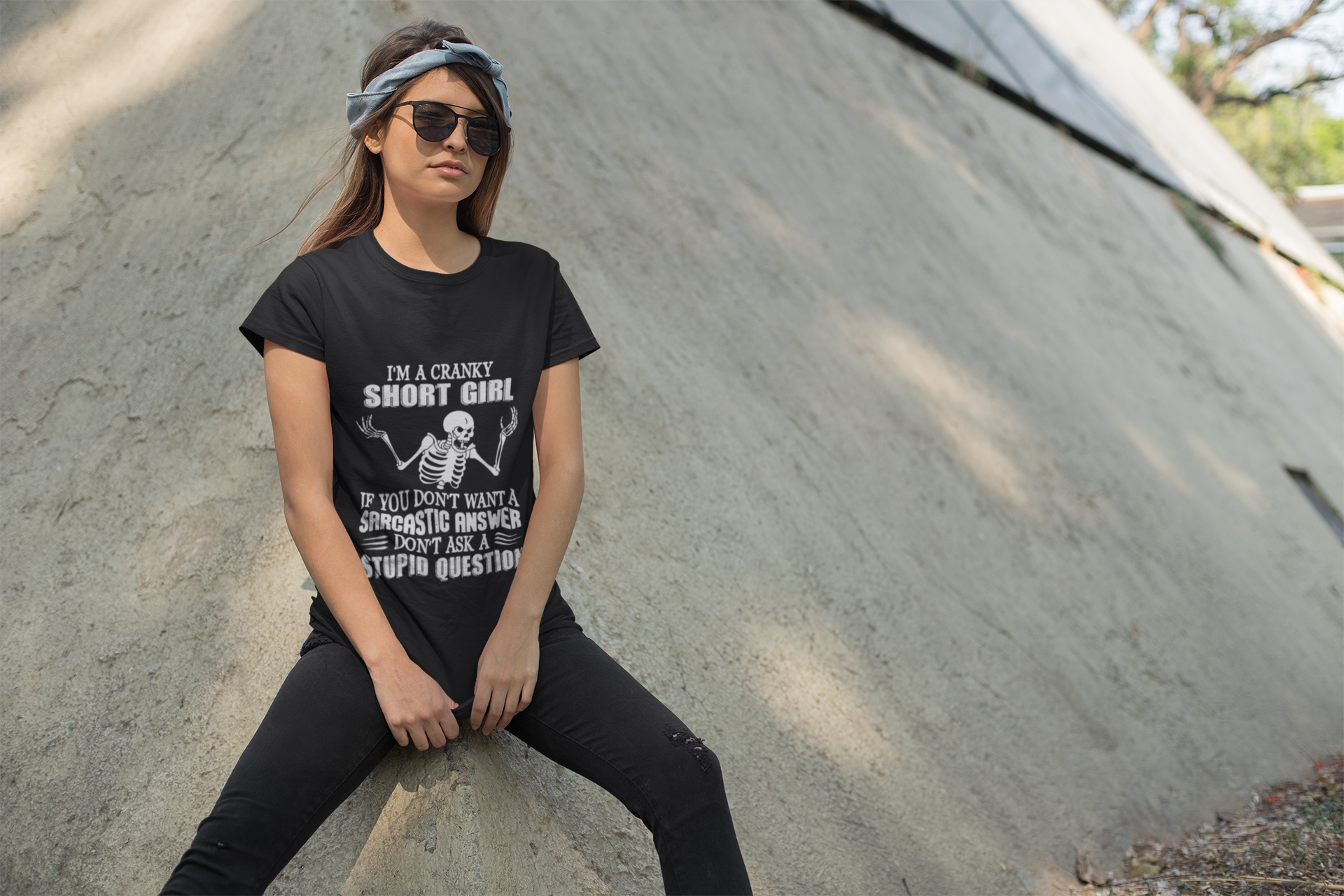 Cranky Short Girl Skeleton Tee