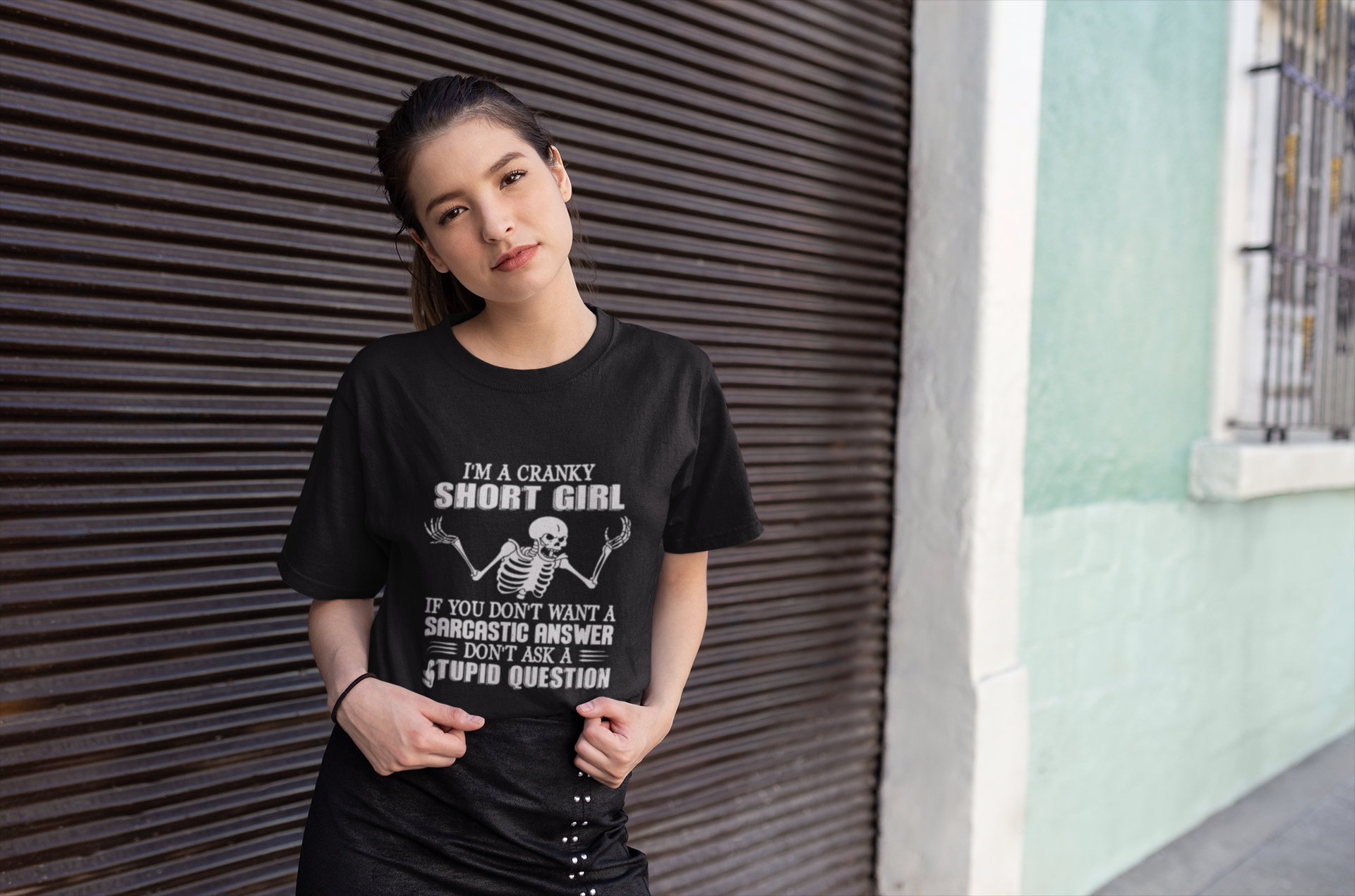 Cranky Short Girl Skeleton Tee