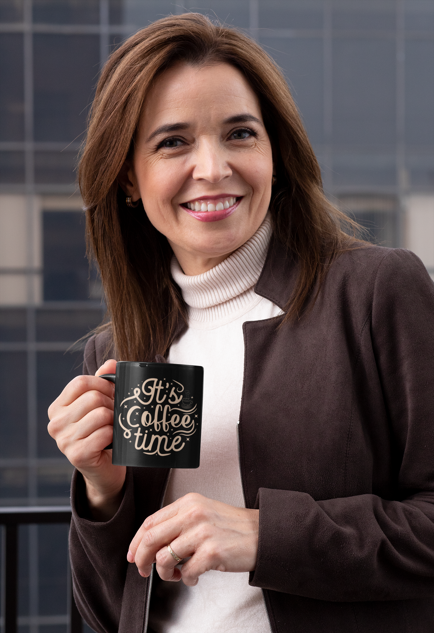 It’s Coffee Time Mug – Black Ceramic, 11oz / 15oz