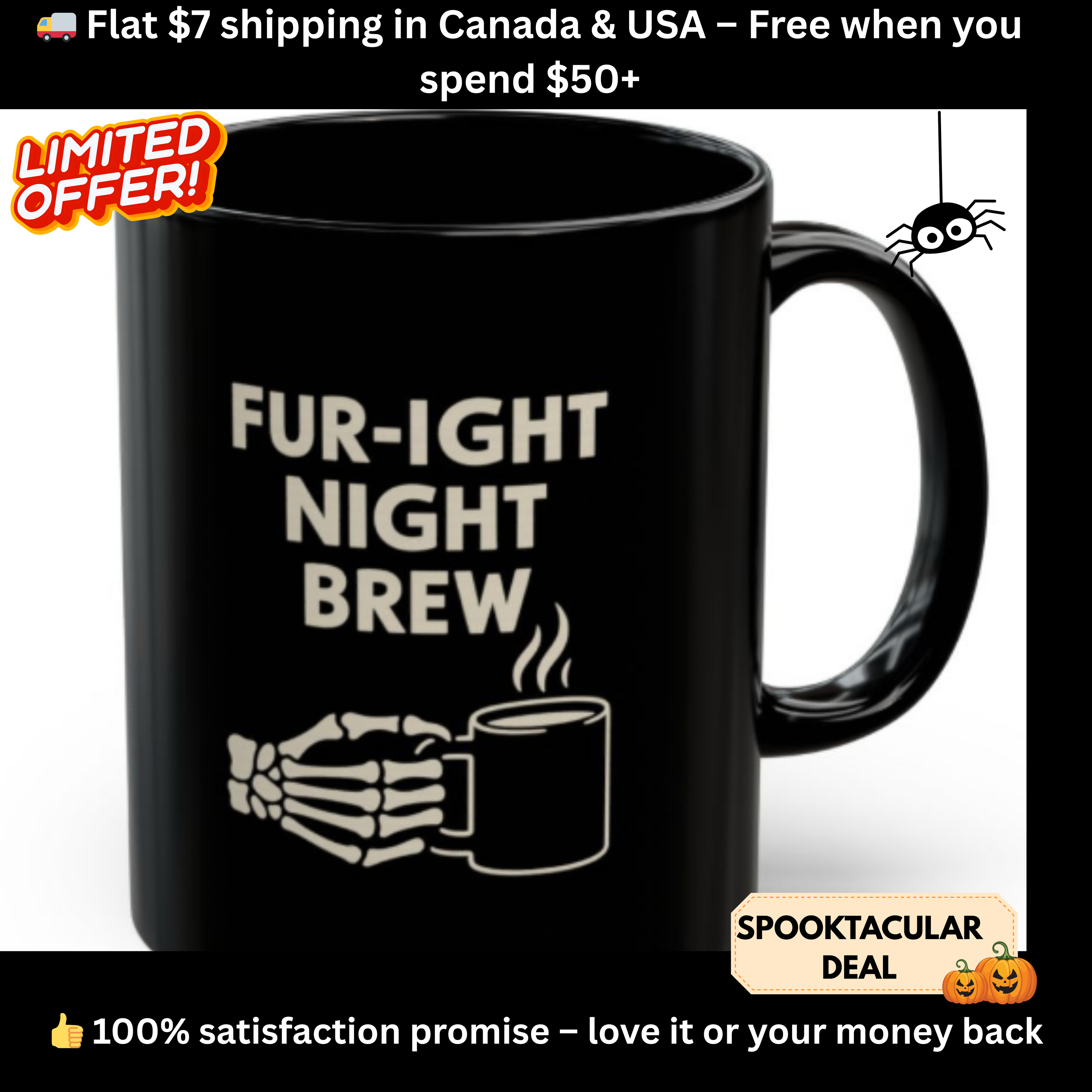 Fur-ight Night Brew Skeleton Mug – Spooky Halloween Coffee Cup
