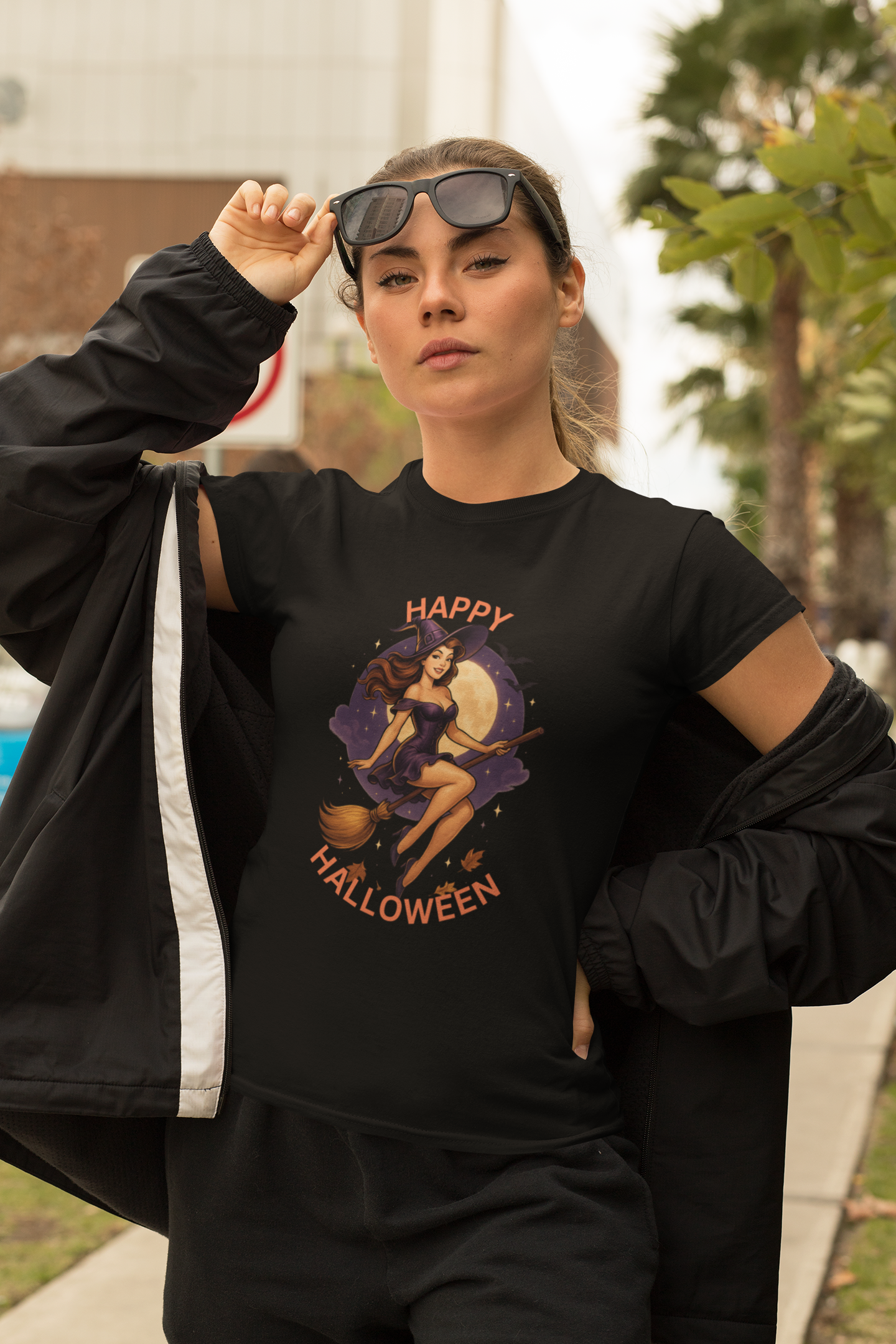 Happy Halloween Witch Tee | Unisex Heavy Cotton Graphic T-Shirt