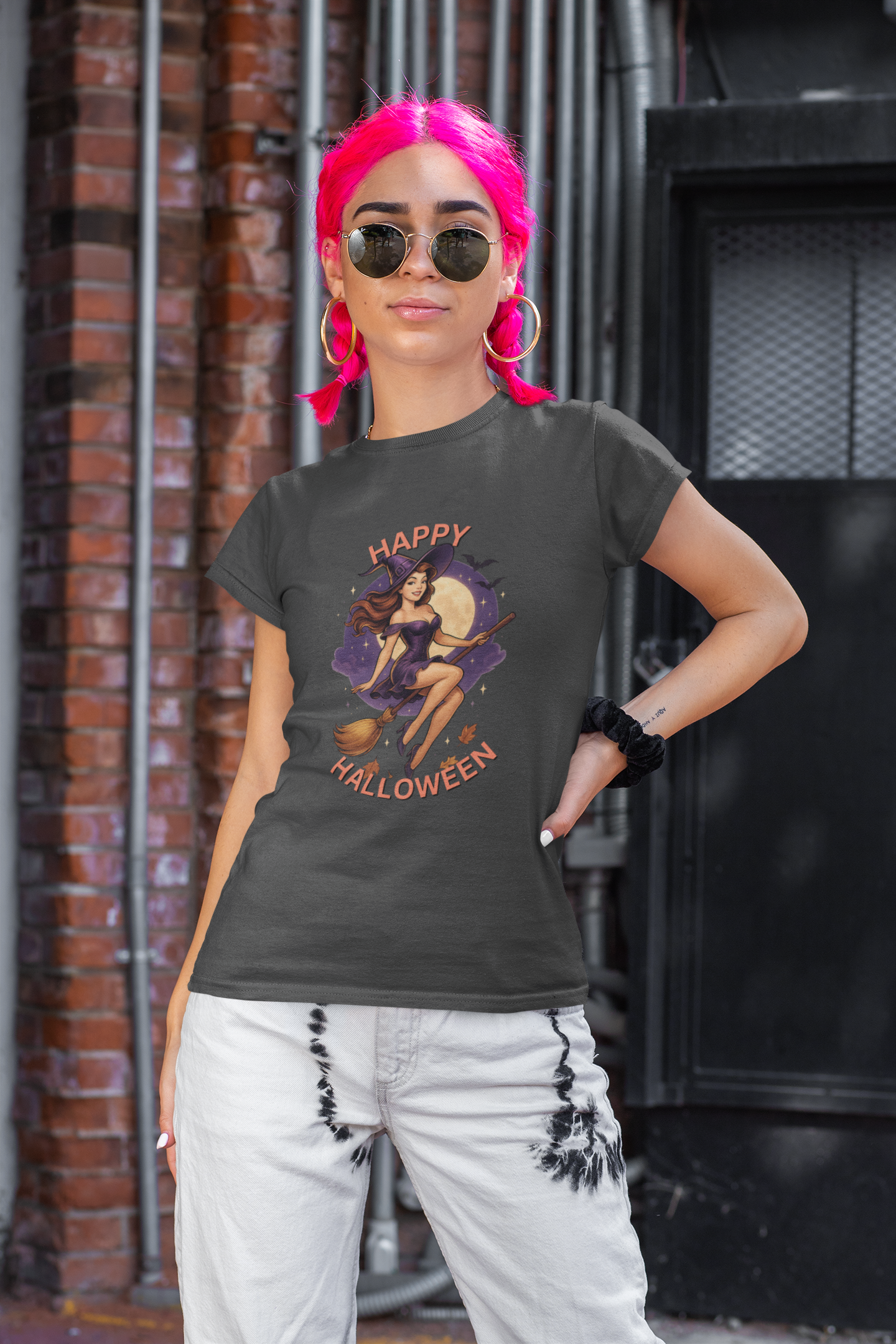 Happy Halloween Witch Tee | Unisex Heavy Cotton Graphic T-Shirt
