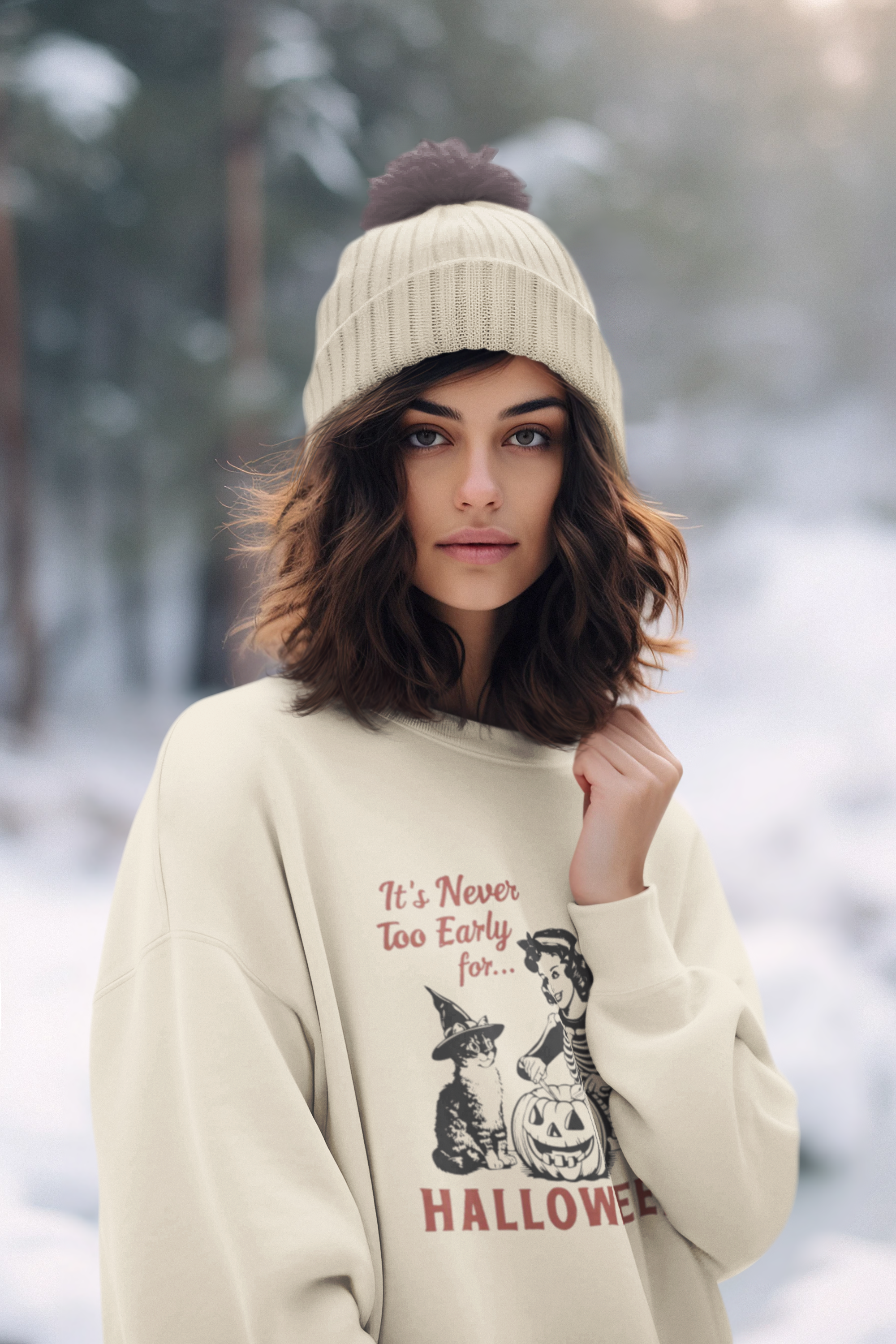 It’s Never Too Early for Halloween Retro Skeleton Cat Sweatshirt