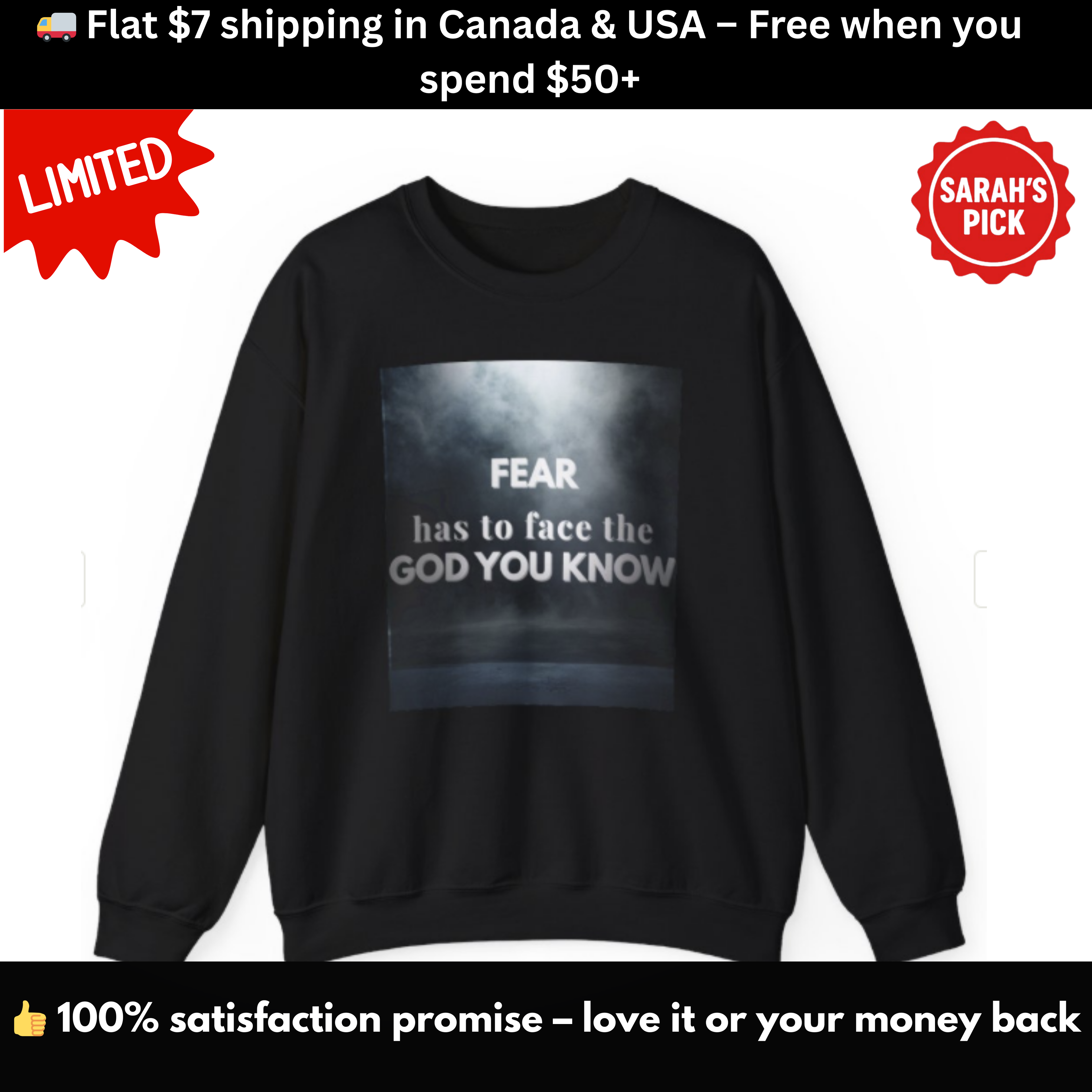 Limited Edition — “Fear Has to Face the God You Know” Sweatshirt (Black Only)