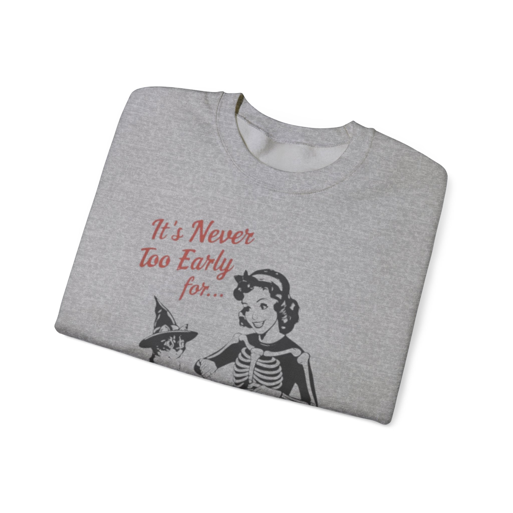 It’s Never Too Early for Halloween Retro Skeleton Cat Sweatshirt