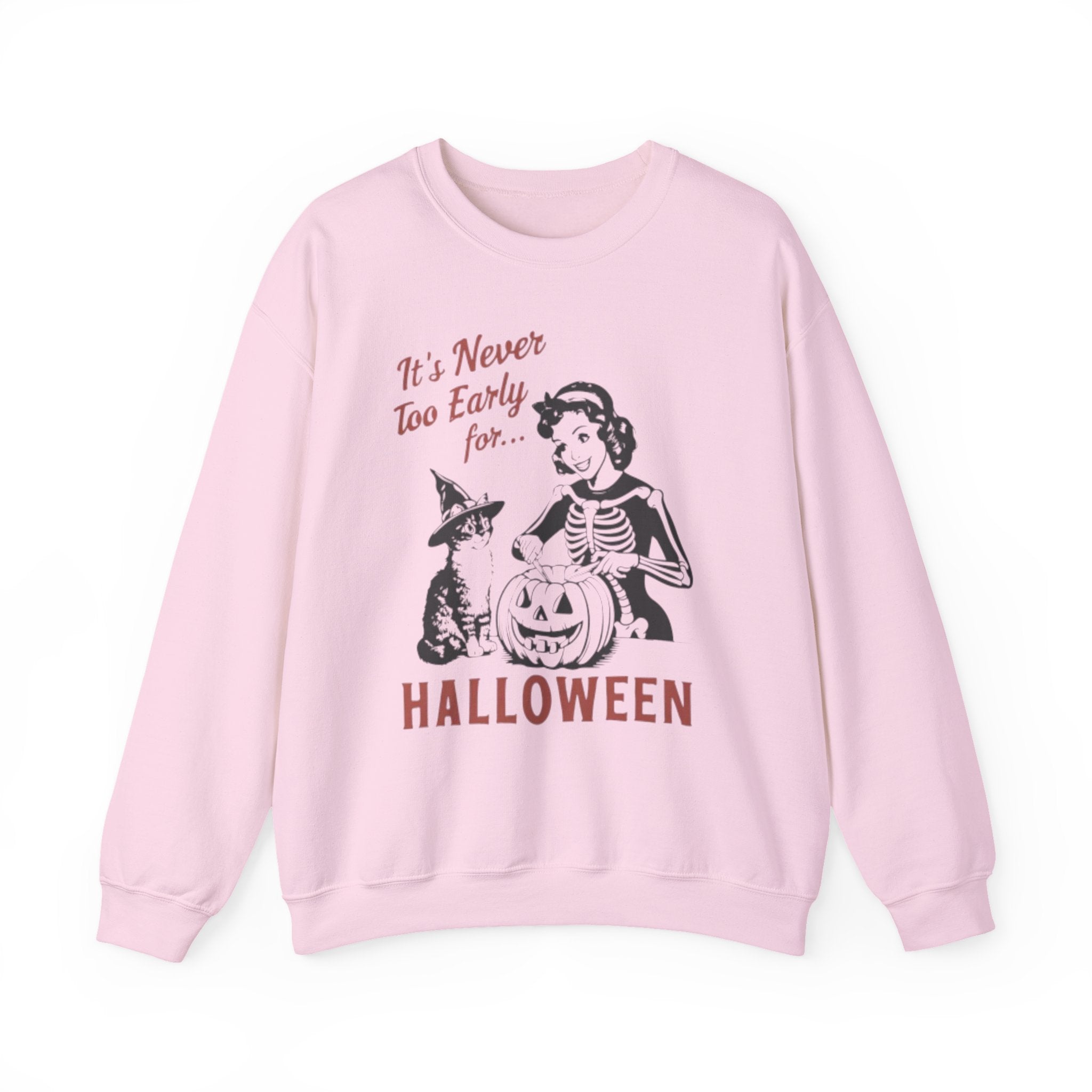 Itโs Never Too Early for Halloween Retro Skeleton Cat Sweatshirt