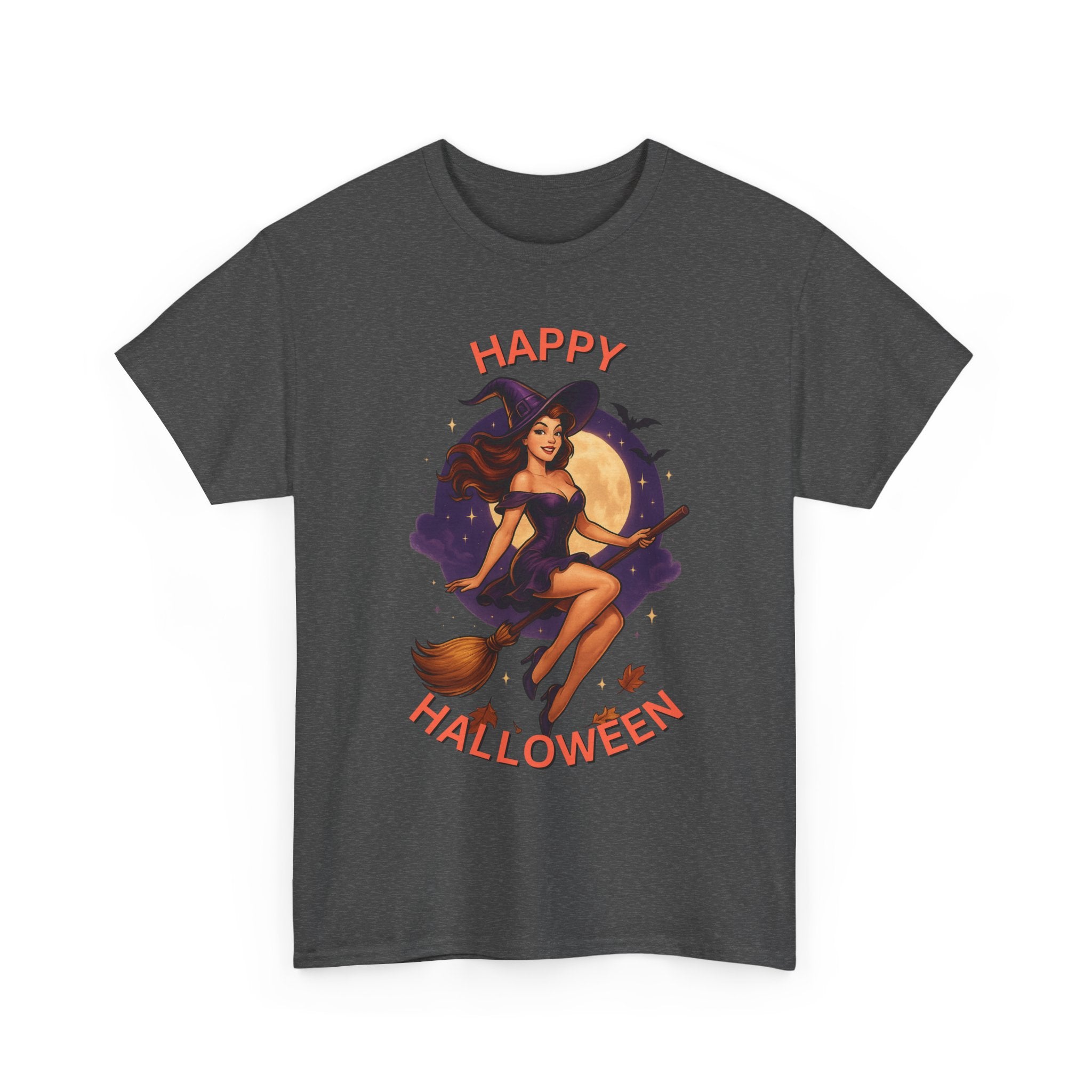 Happy Halloween Witch Tee | Unisex Heavy Cotton Graphic T-Shirt