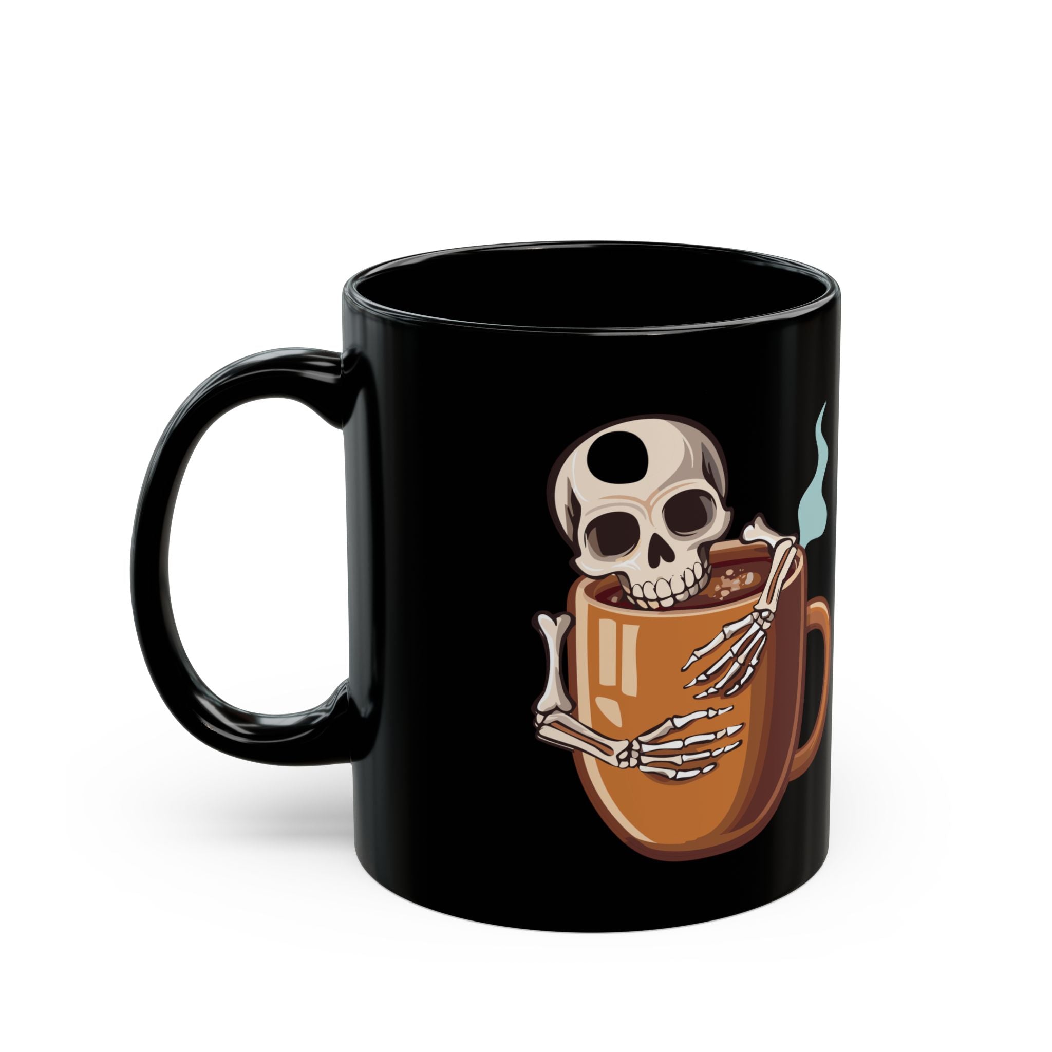 Skeleton Hugging Coffee Mug | 11oz & 15oz Black Ceramic