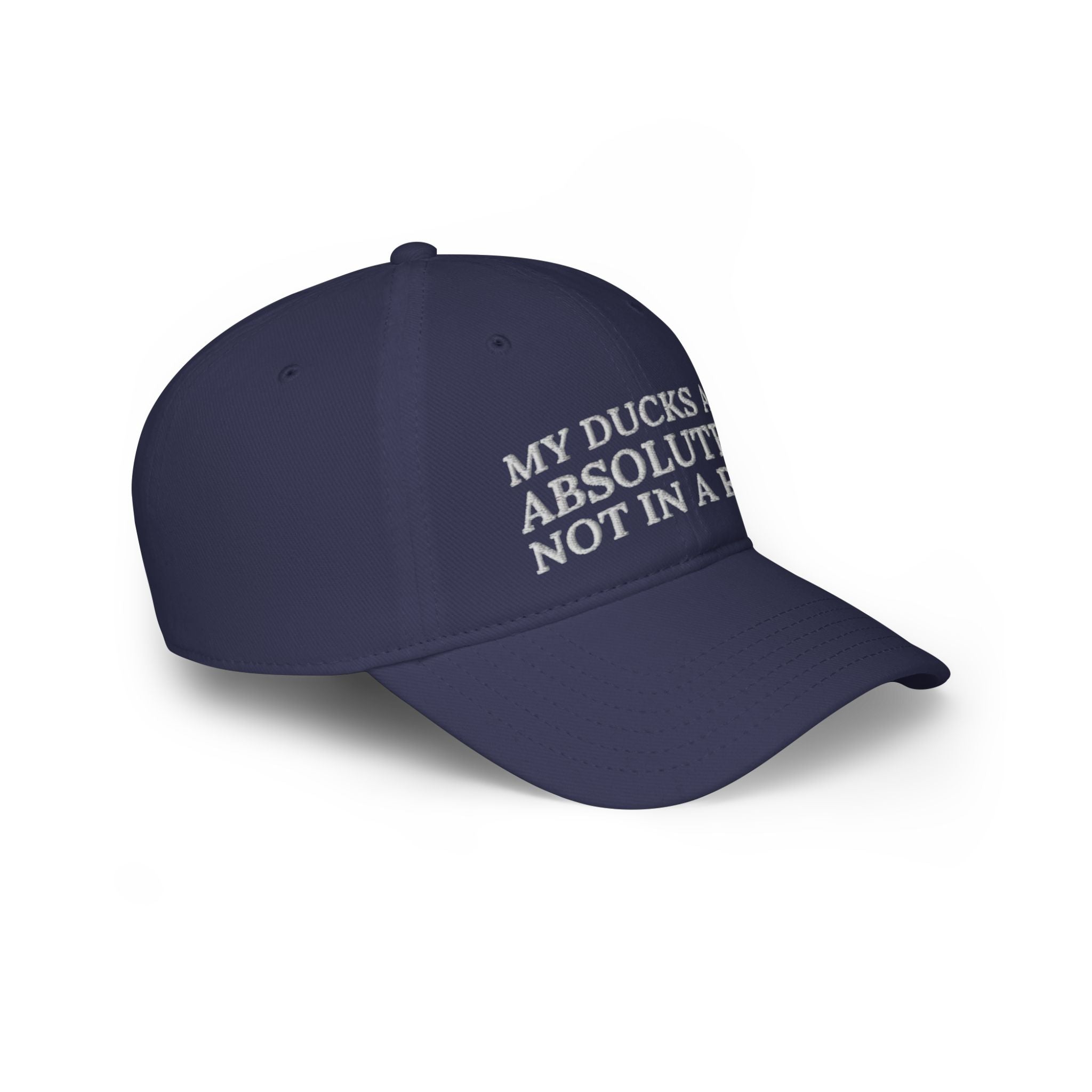 Humorous Low Profile Baseball Cap – "My Ducks Are Absolutely Not in a Row"