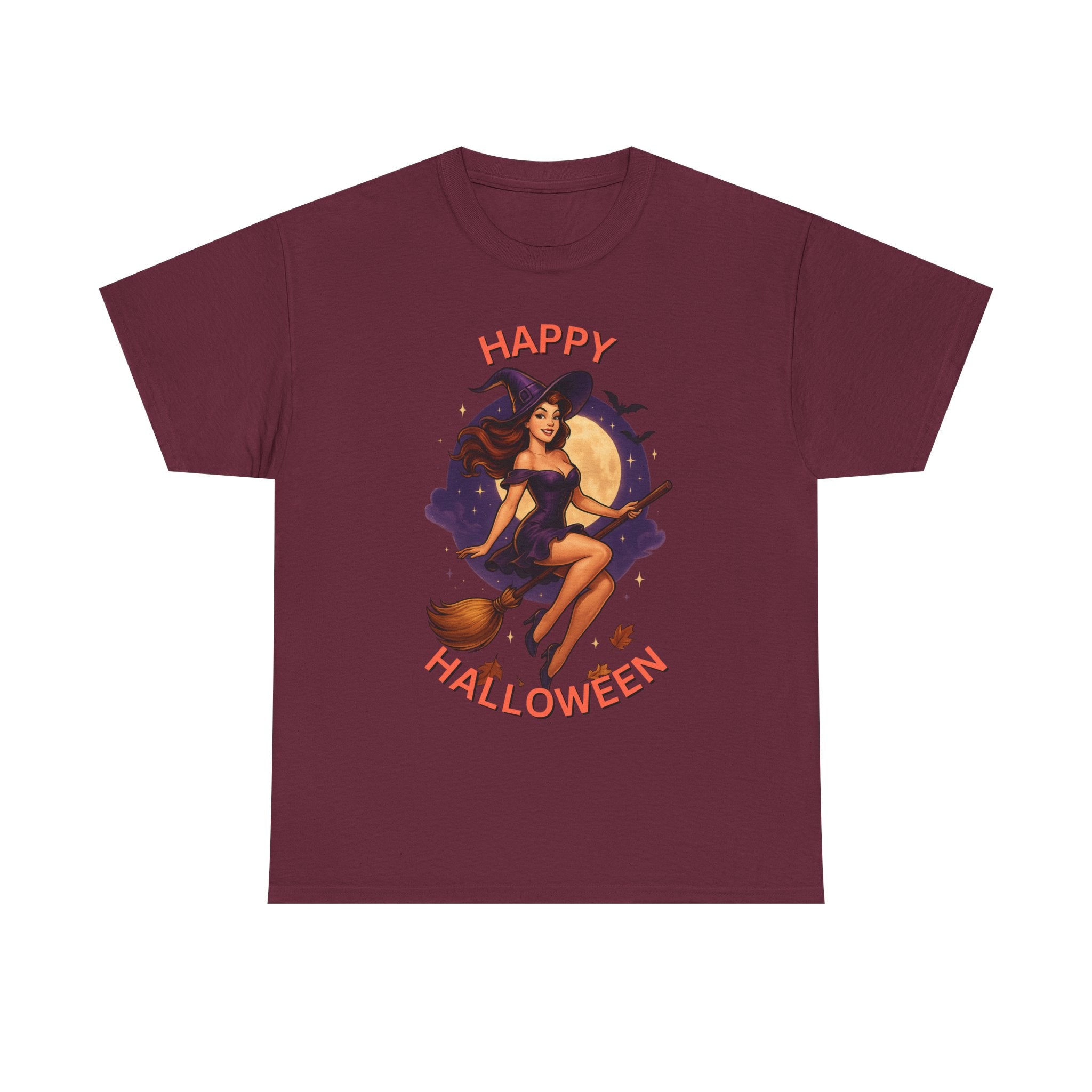 Happy Halloween Witch Tee | Unisex Heavy Cotton Graphic T-Shirt