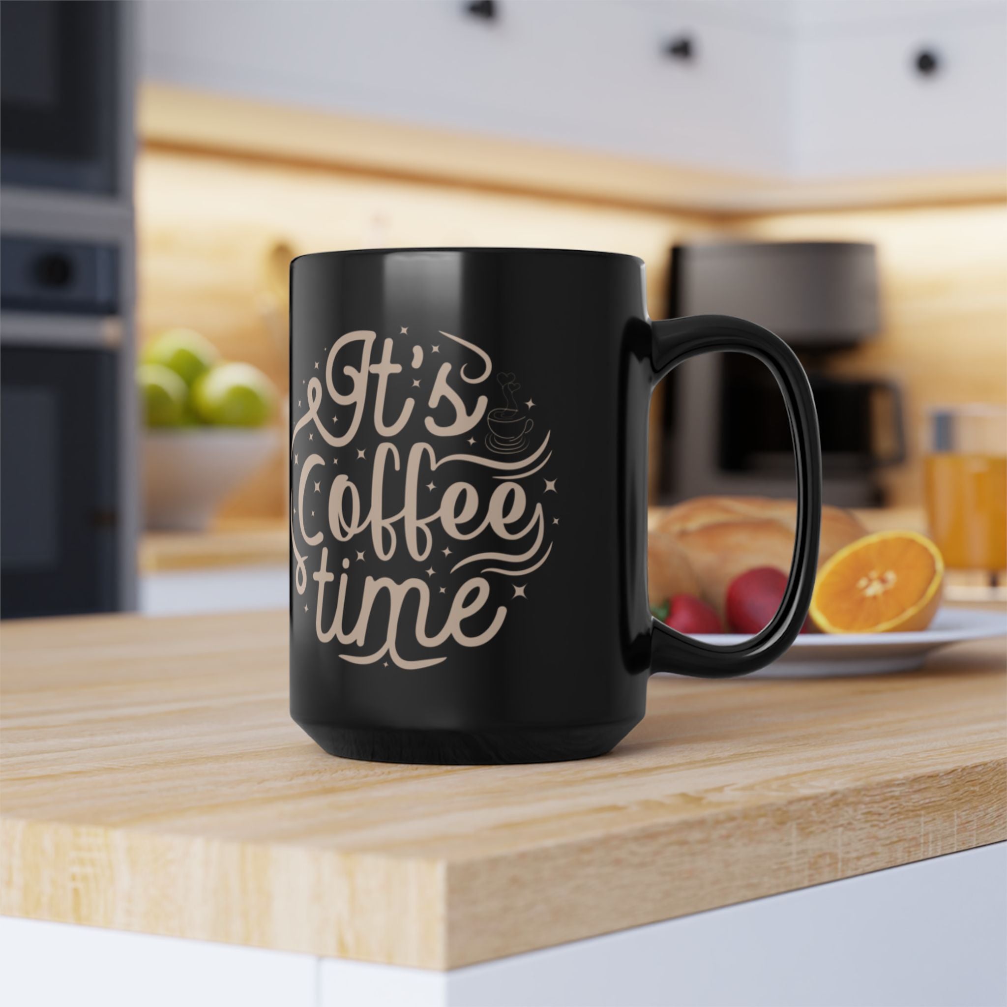 It’s Coffee Time Mug – Black Ceramic, 11oz / 15oz