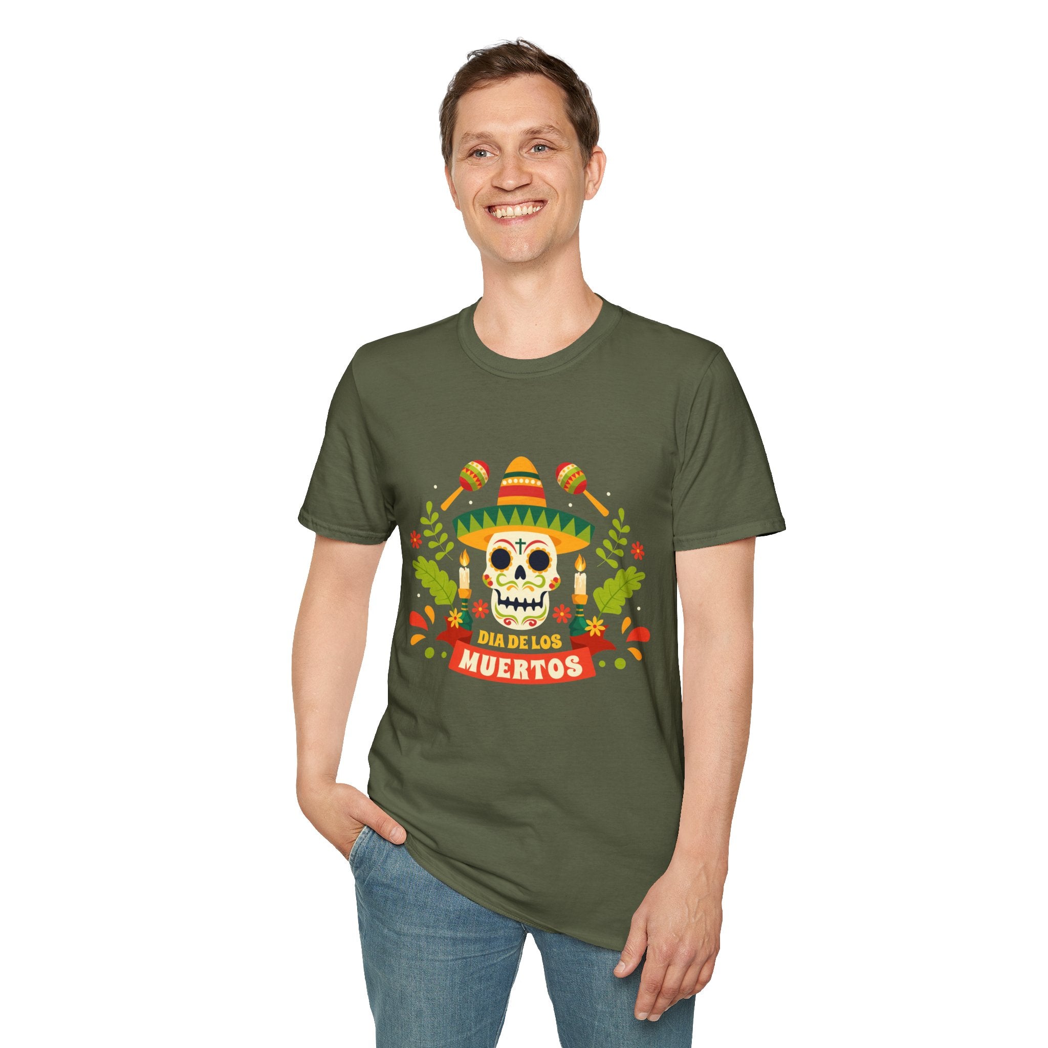 Dia de los Muertos T-Shirt, Unisex Softstyle Tee, Halloween Apparel, Mexican Celebration Shirt, Cultural Celebration Outfit, Gift Idea