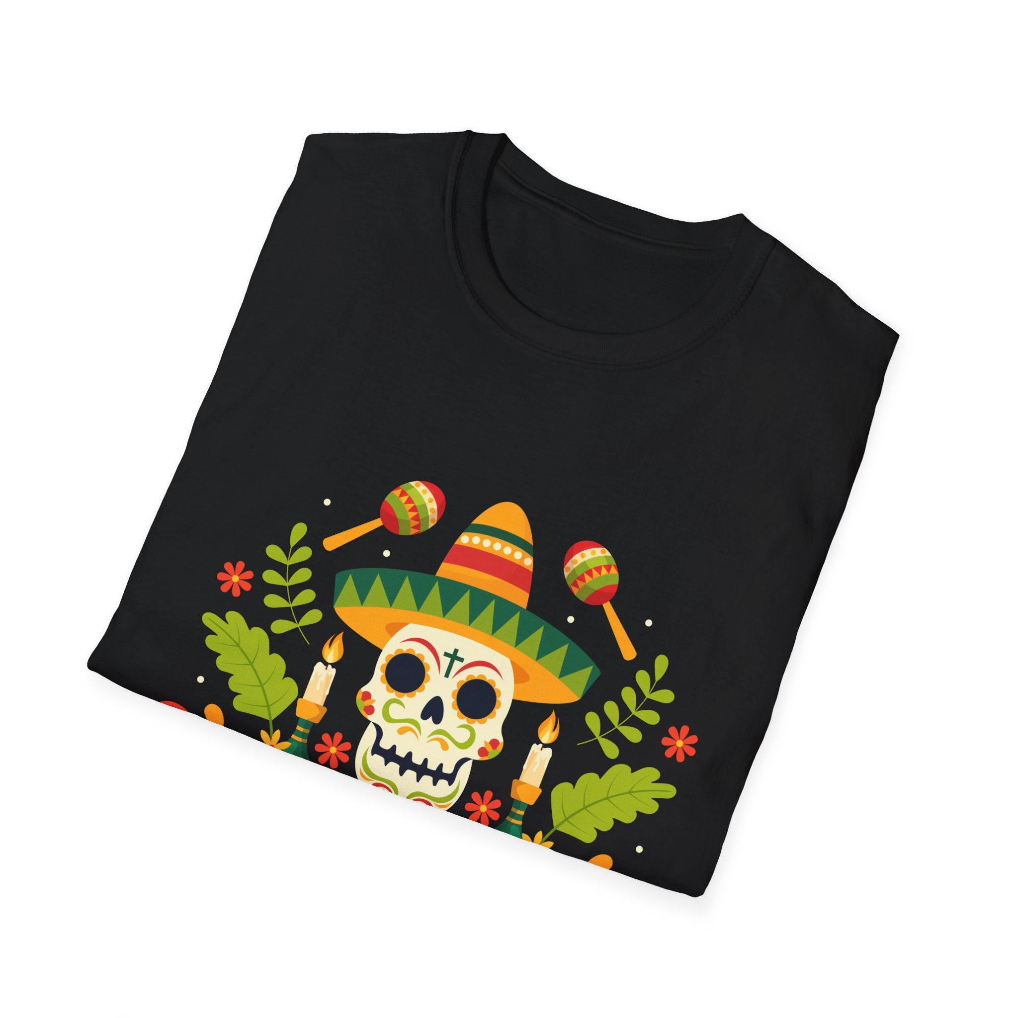 Dia de los Muertos T-Shirt, Unisex Softstyle Tee, Halloween Apparel, Mexican Celebration Shirt, Cultural Celebration Outfit, Gift Idea