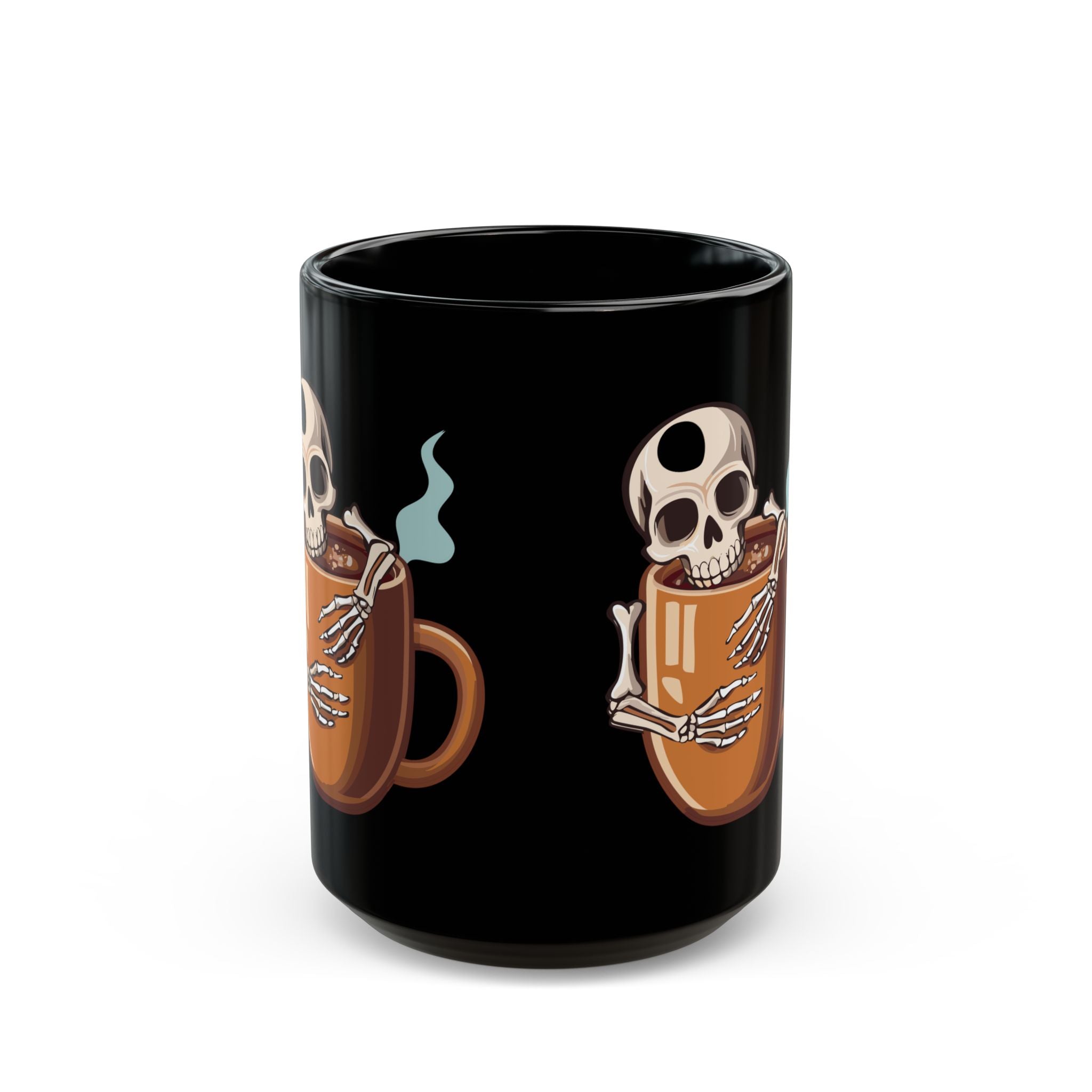 Skeleton Hugging Coffee Mug | 11oz & 15oz Black Ceramic