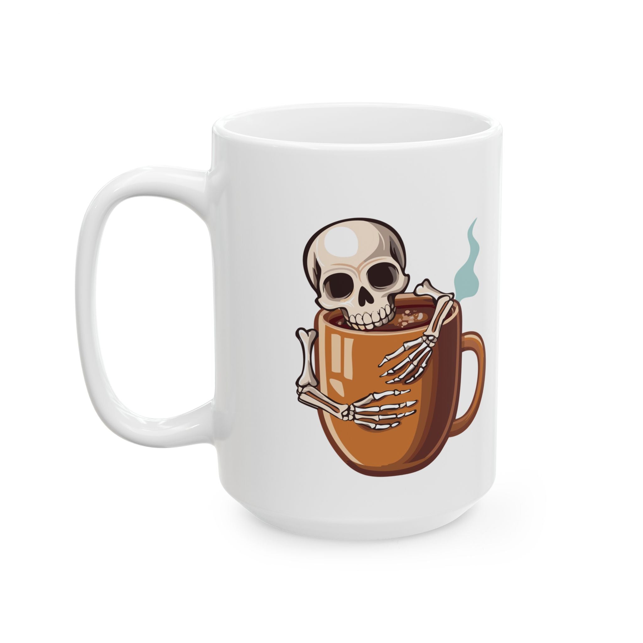 Skeleton Hugging Coffee Mug | 11oz & 15oz White Ceramic