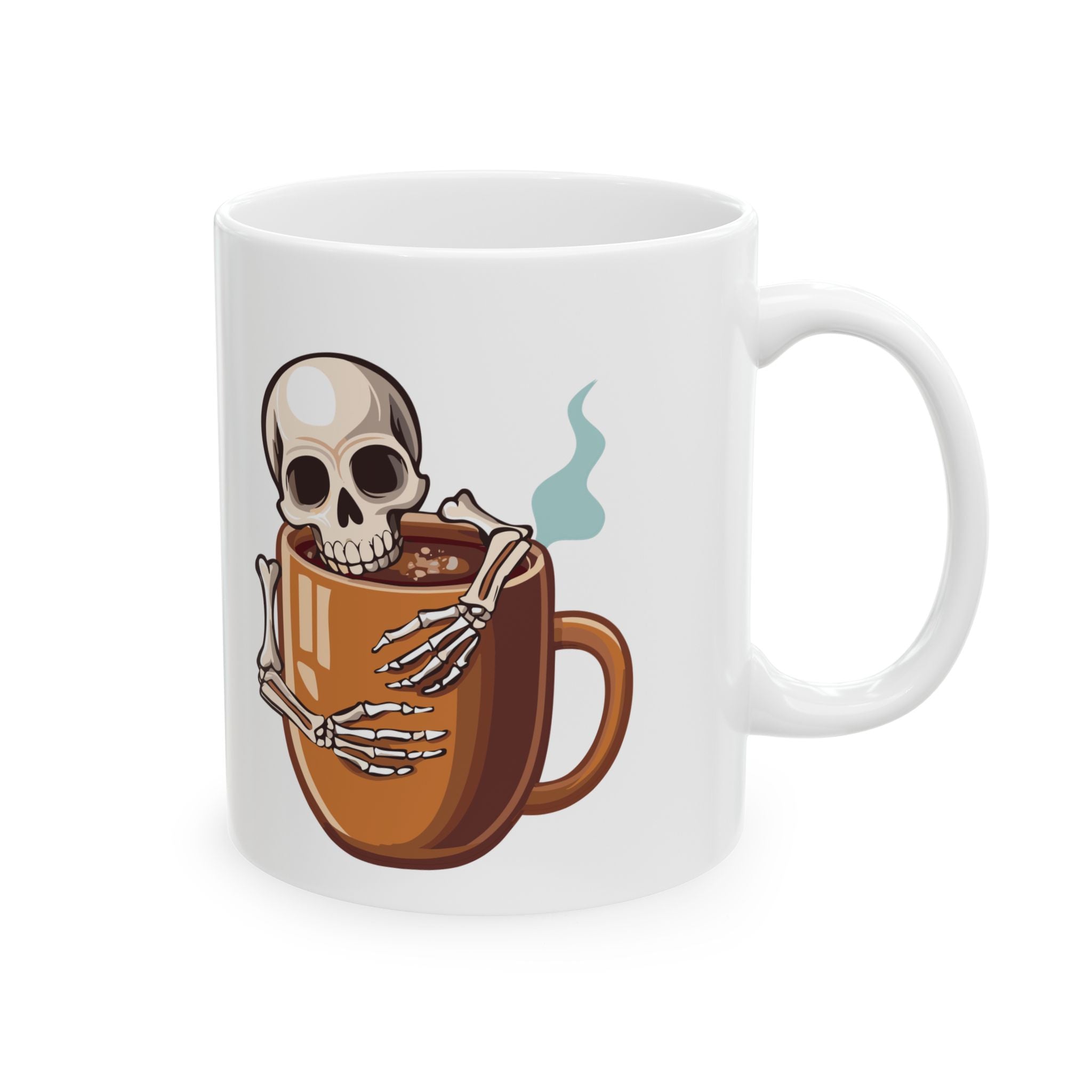 Skeleton Hugging Coffee Mug | 11oz & 15oz White Ceramic