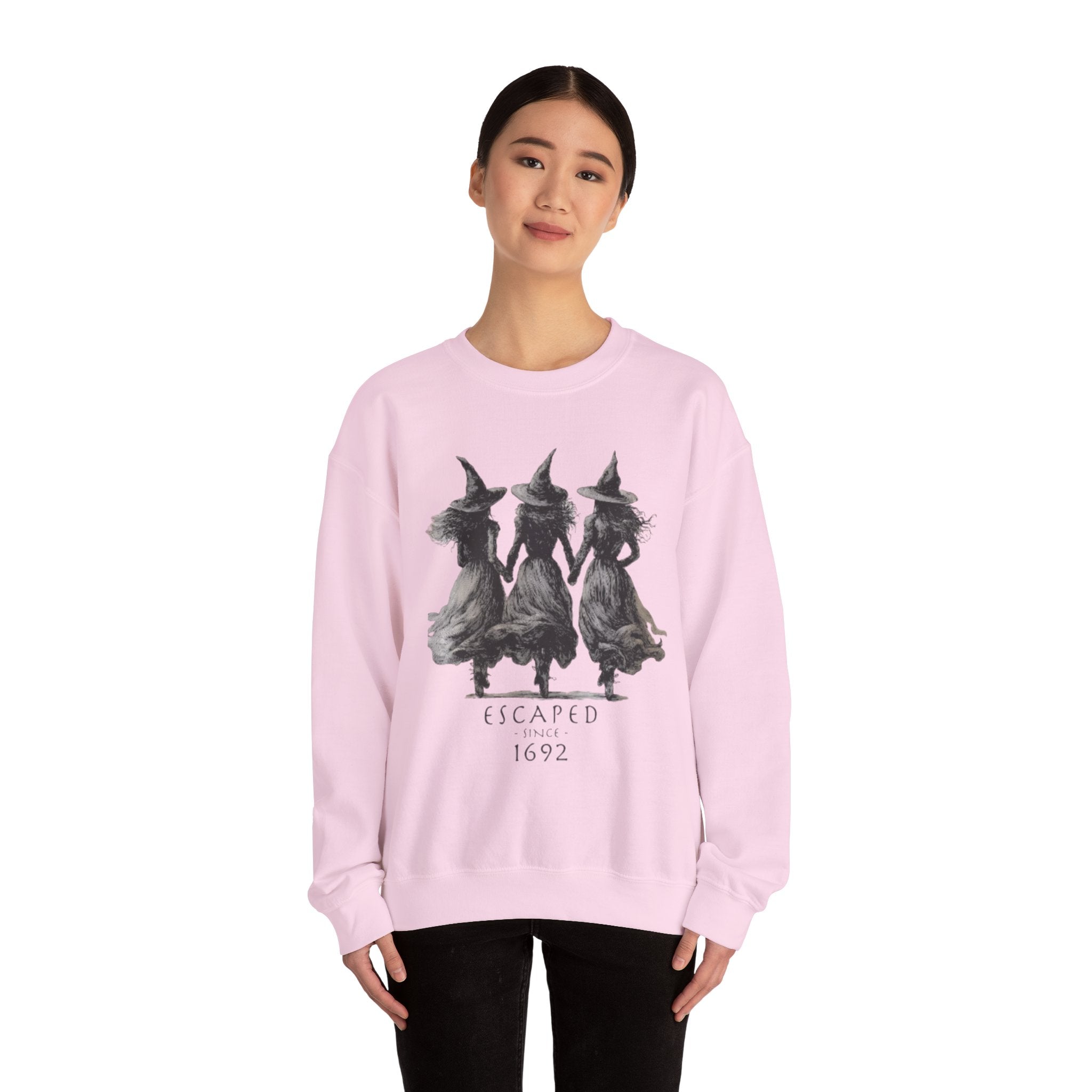 Witch Sisters “Escaped Since 1692” Halloween Sweatshirt