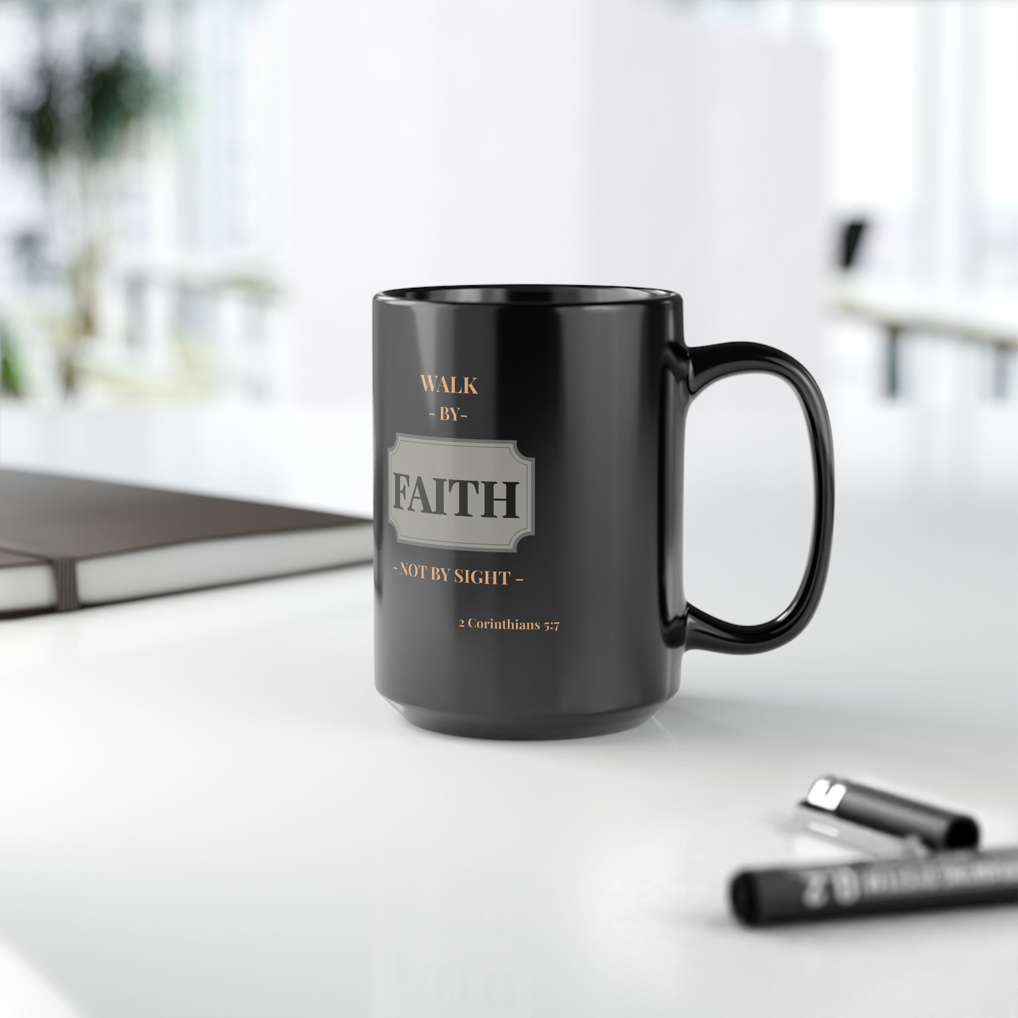 Black Faith Mug - Inspirational Coffee Cup for Believers