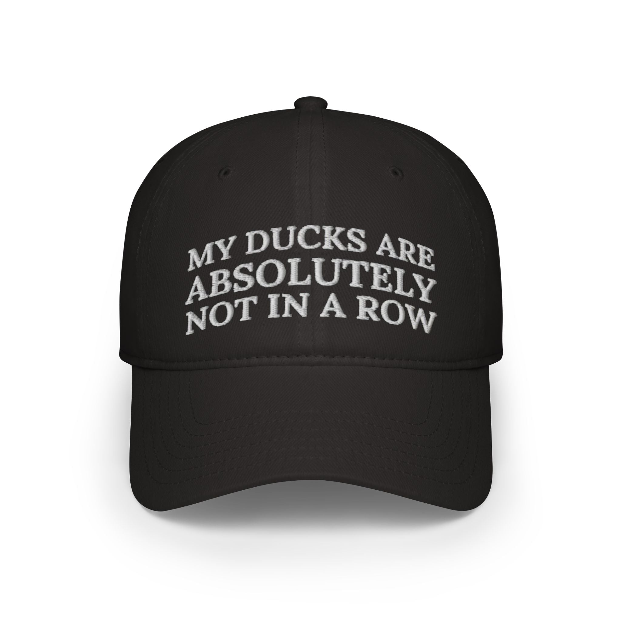 Humorous Low Profile Baseball Cap – "My Ducks Are Absolutely Not in a Row"