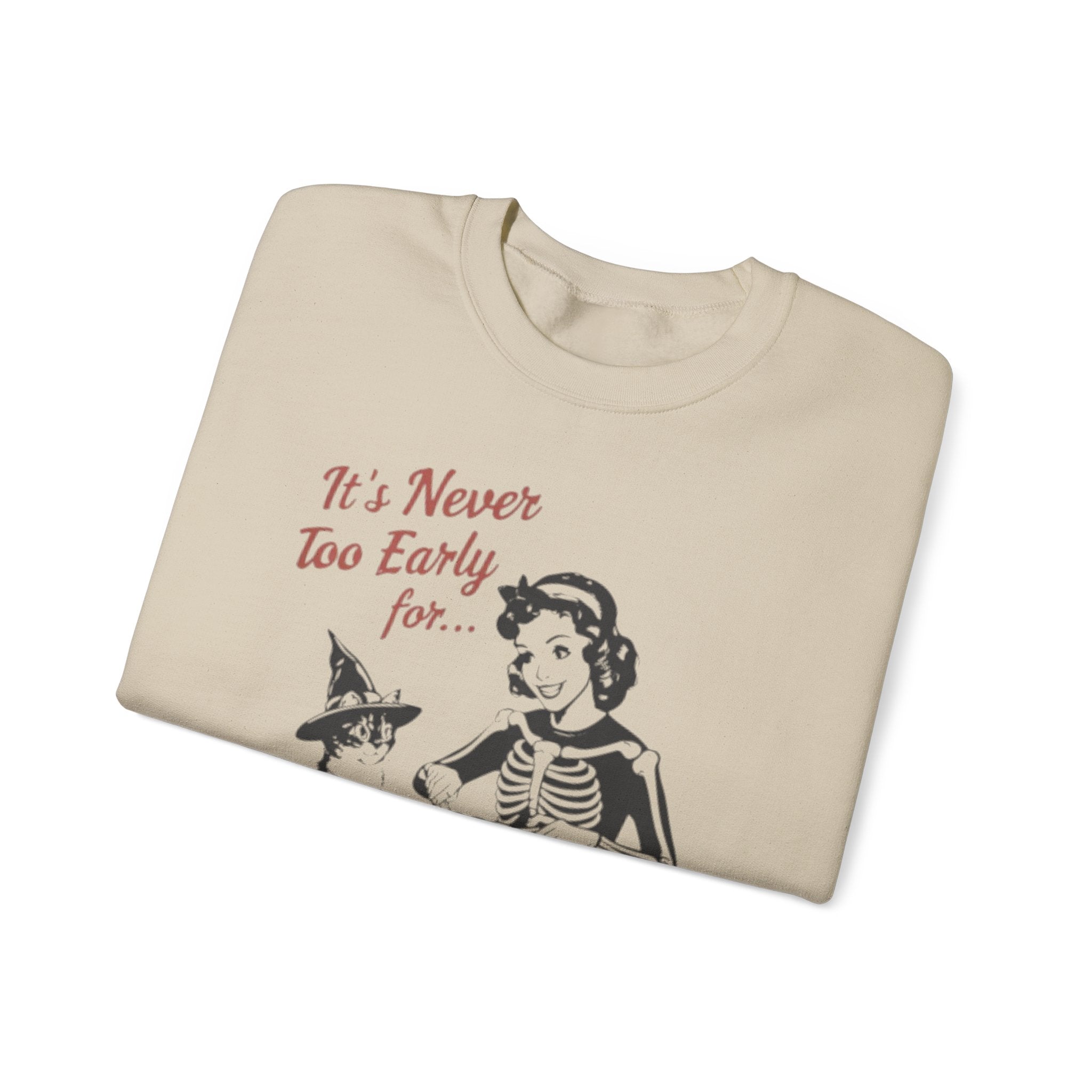 It’s Never Too Early for Halloween Retro Skeleton Cat Sweatshirt