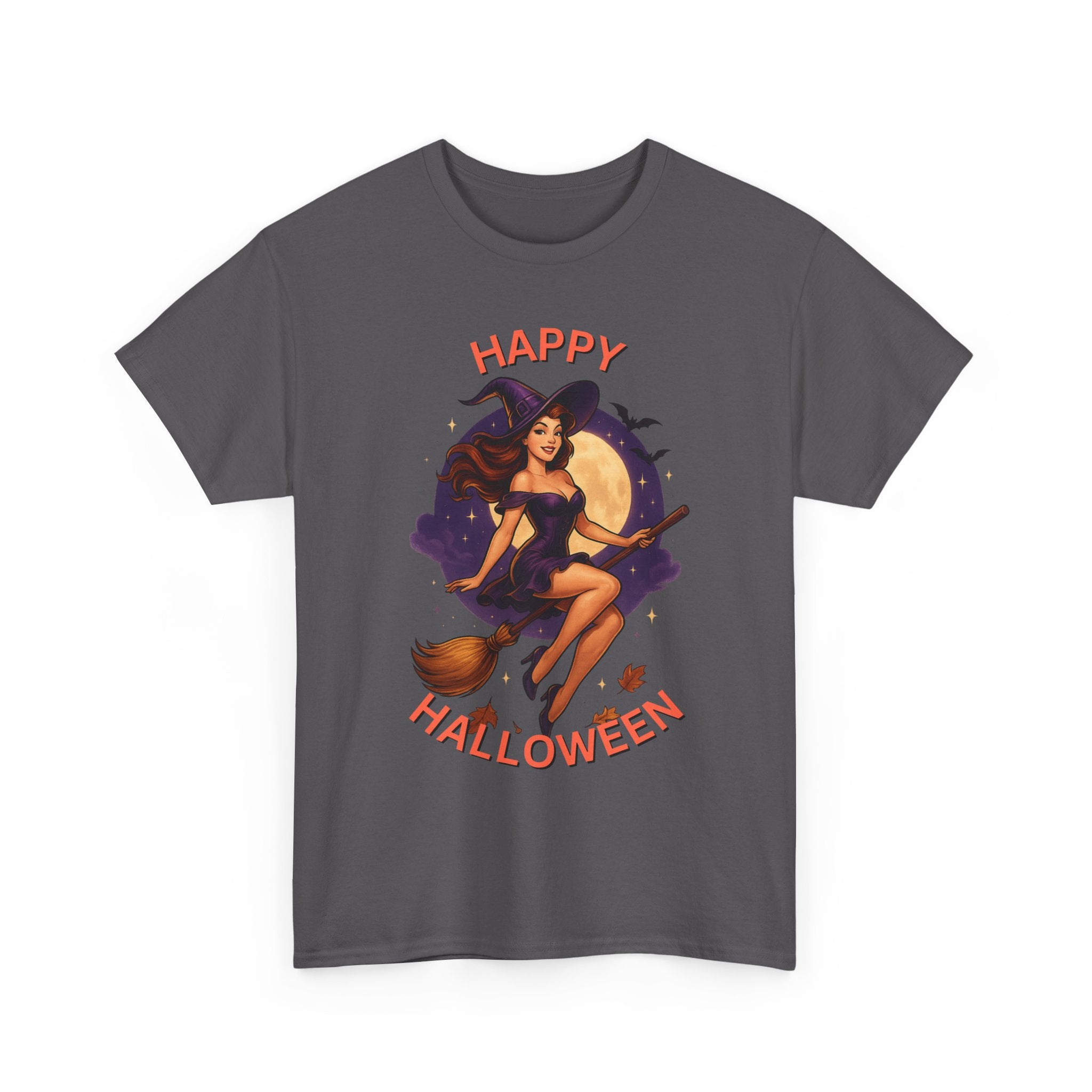 Happy Halloween Witch Tee | Unisex Heavy Cotton Graphic T-Shirt