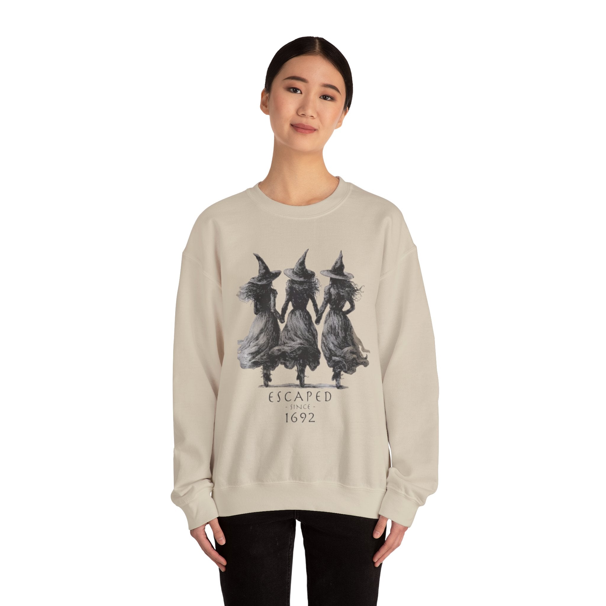Witch Sisters “Escaped Since 1692” Halloween Sweatshirt