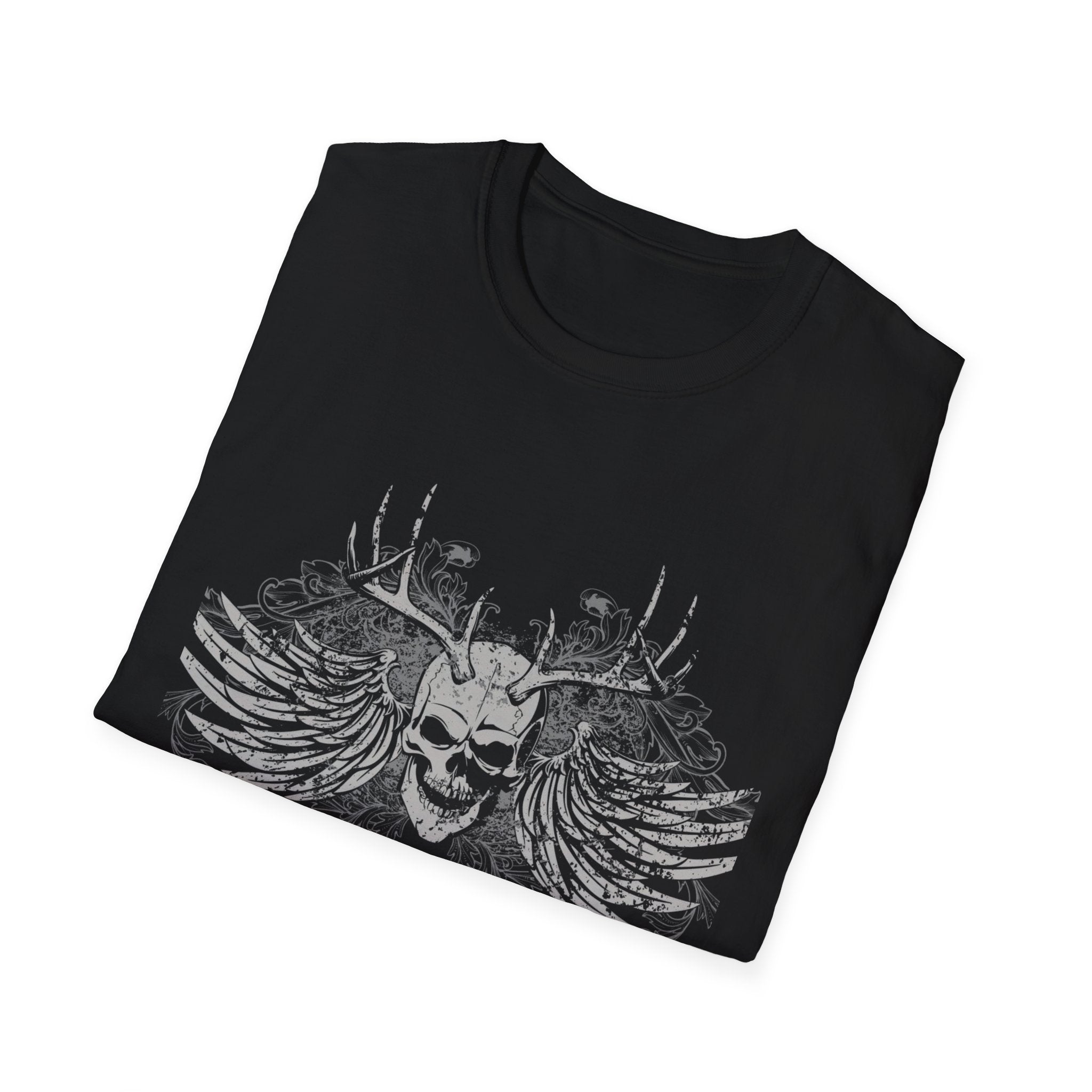 Edgy Skull Wings T-Shirt - Alternative Rock Fashion, Halloween Costume, Grunge Style, Casual Wear, Unisex Gift