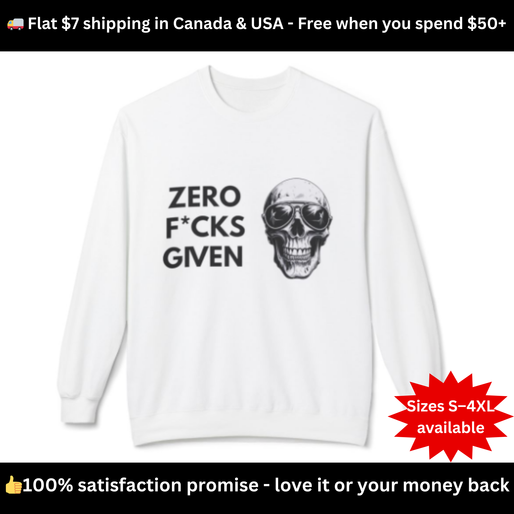 Zero F★cks Given Skull Sweatshirt