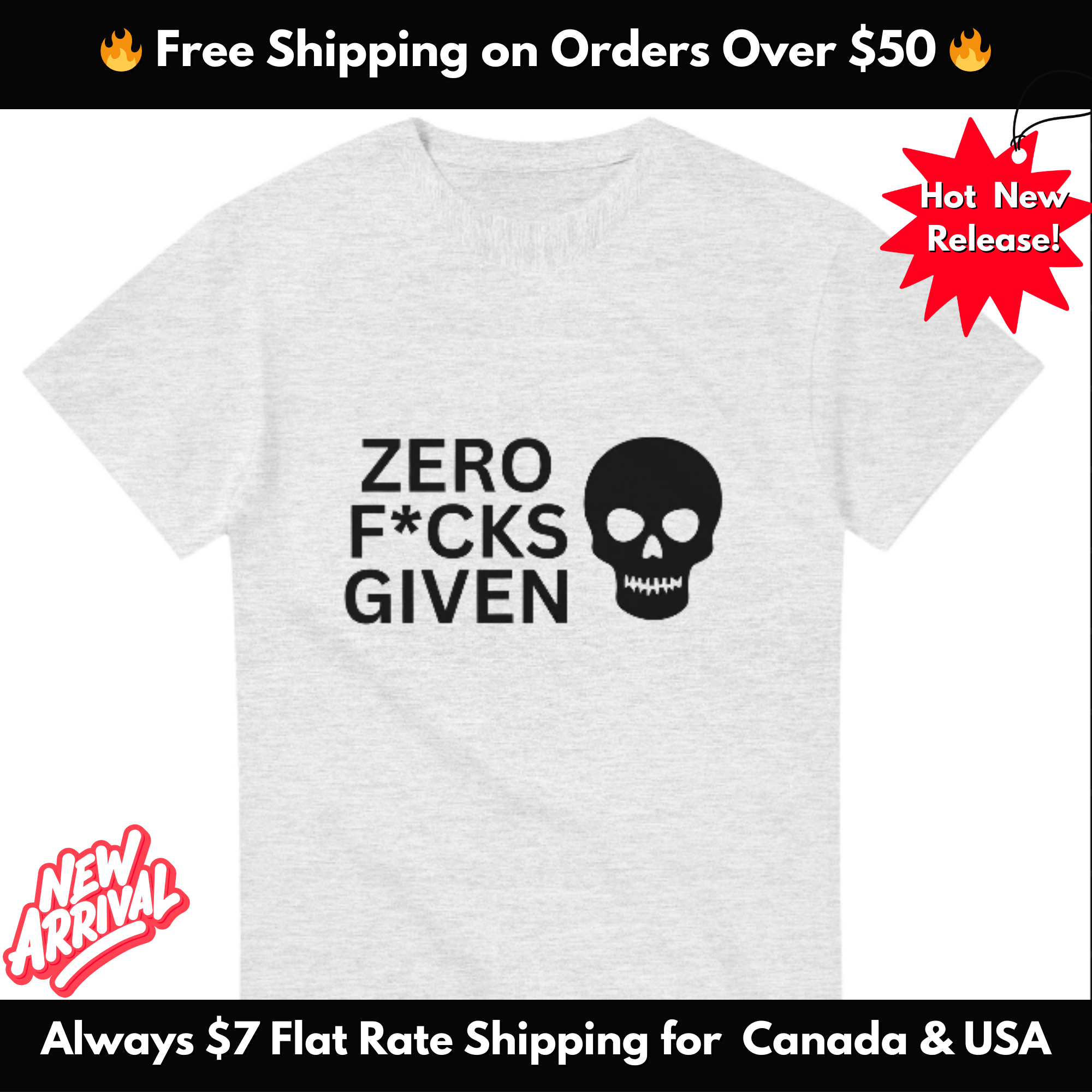 Zero Fcks Given Skull T-Shirt – Wear It Loud | Gildan® 5000