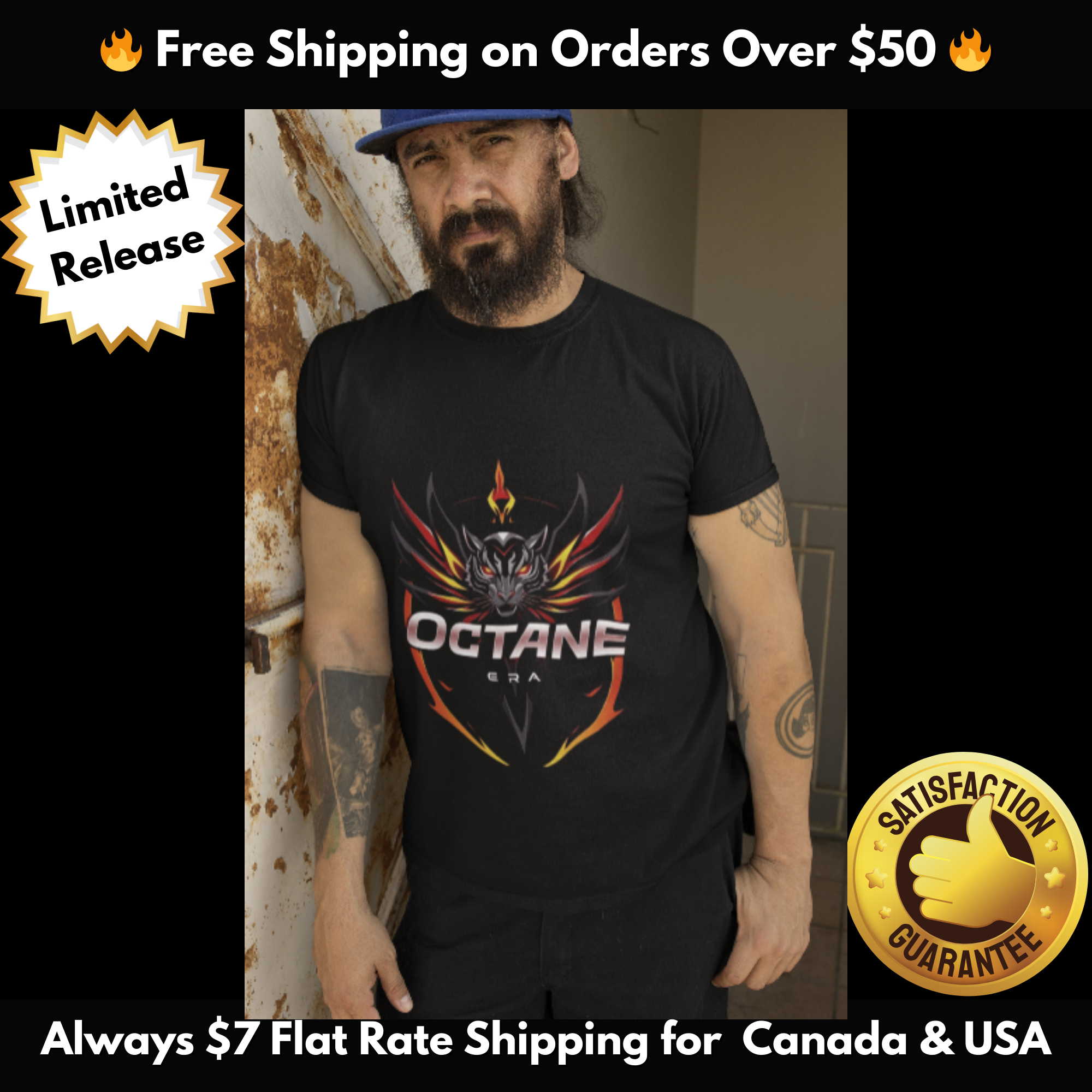 Octane Era Flame Graphic Tee – Black Edition