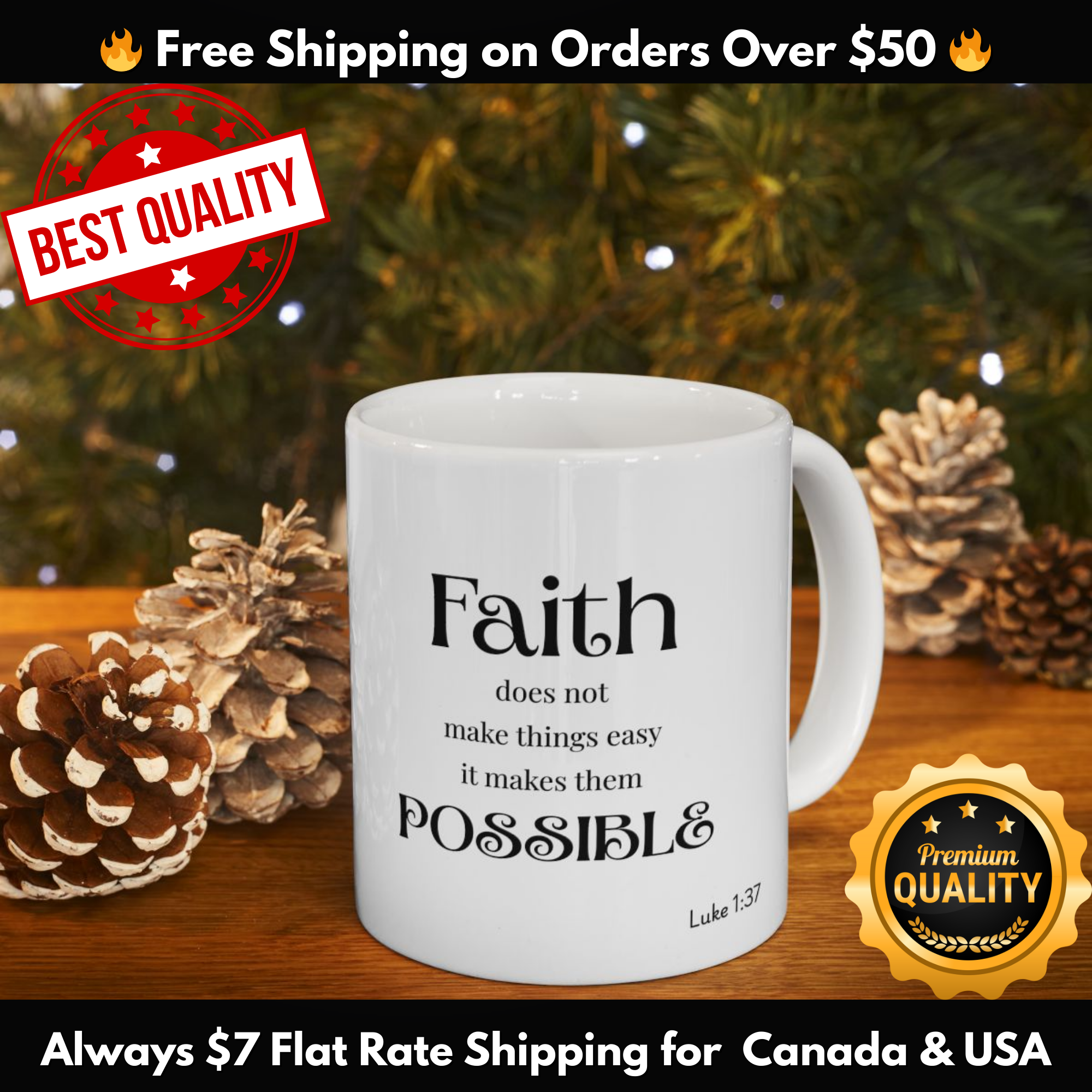 Inspirational Faith Ceramic Mug -  Motivation for Everyday, Spiritual Encouragement